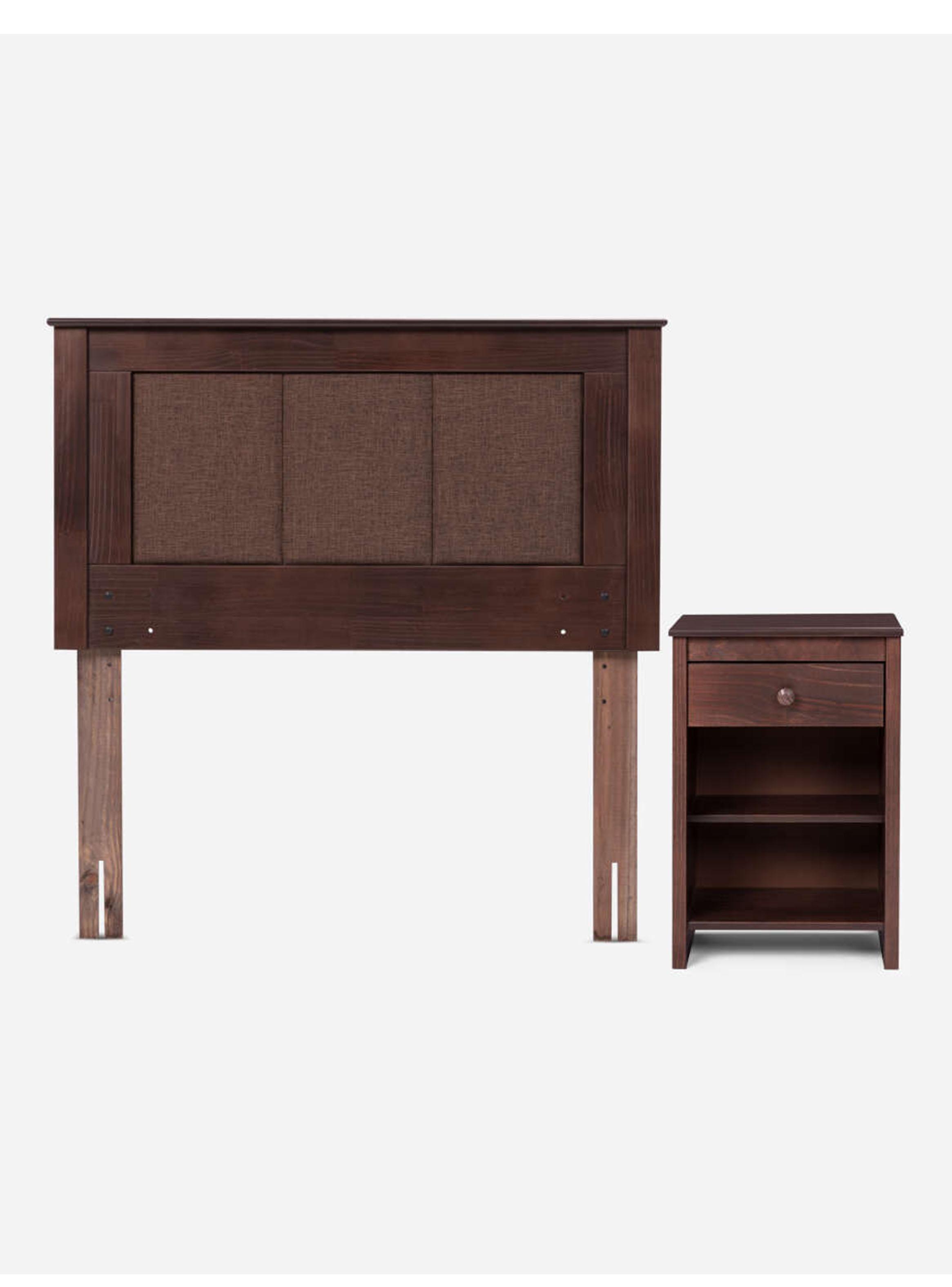 Cama Europea Art 4 1.5 Plazas + Respaldo Rachel + Velador-2