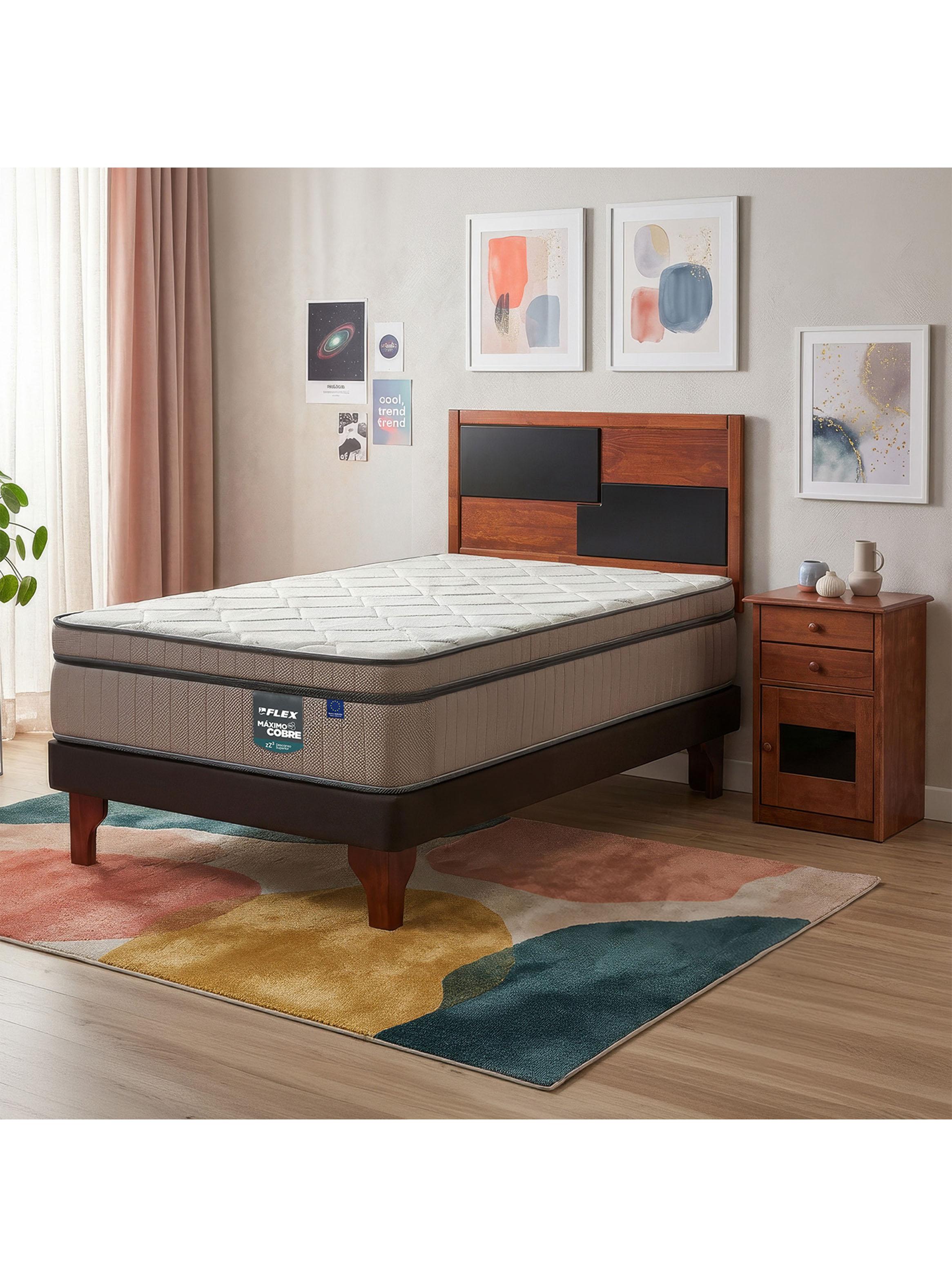 Cama Europea Choc Máximo 1.5 Plazas + Set Muebles Colonia-5