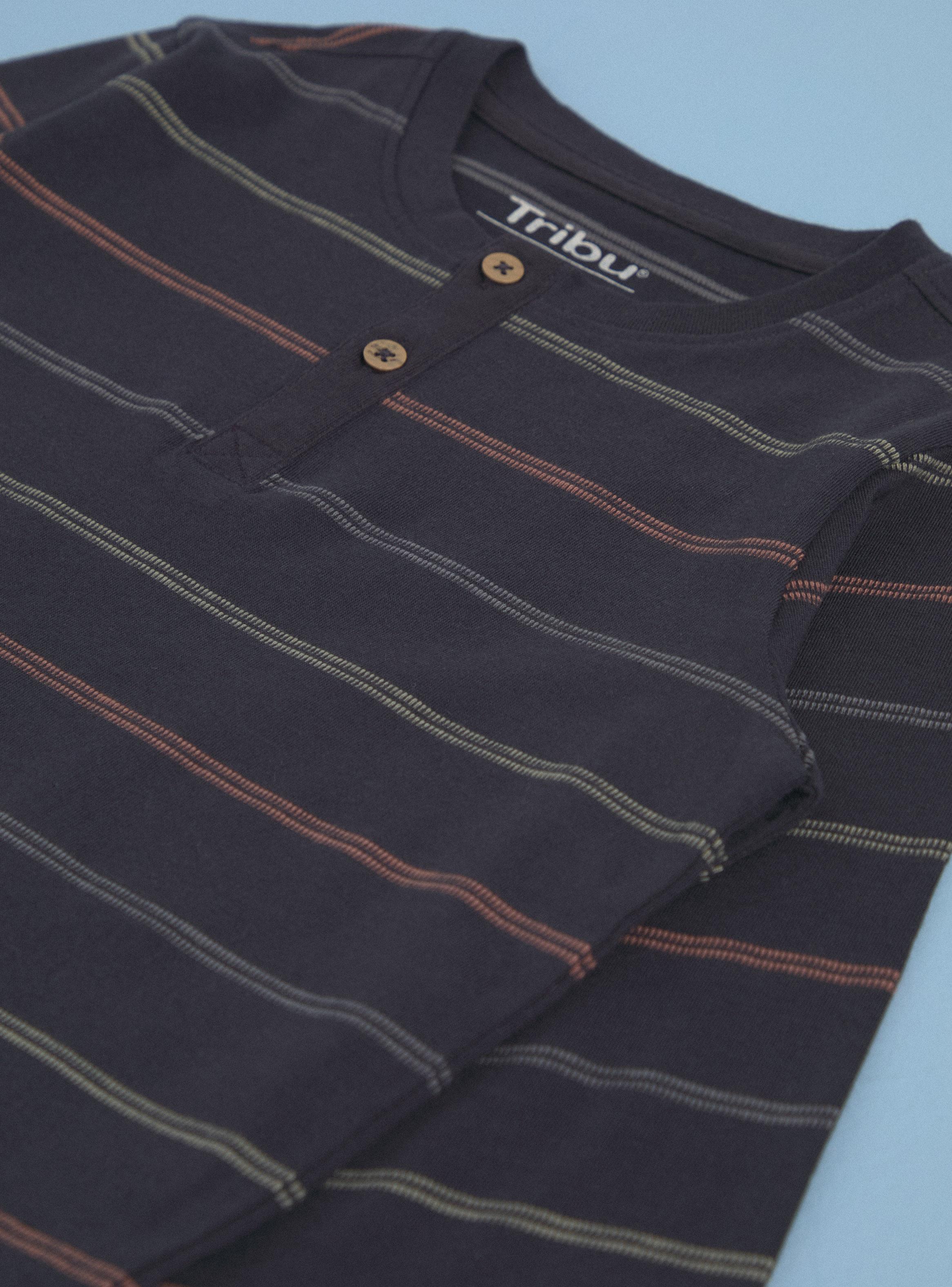 Polera Henley Botones Rayas Dobby-2