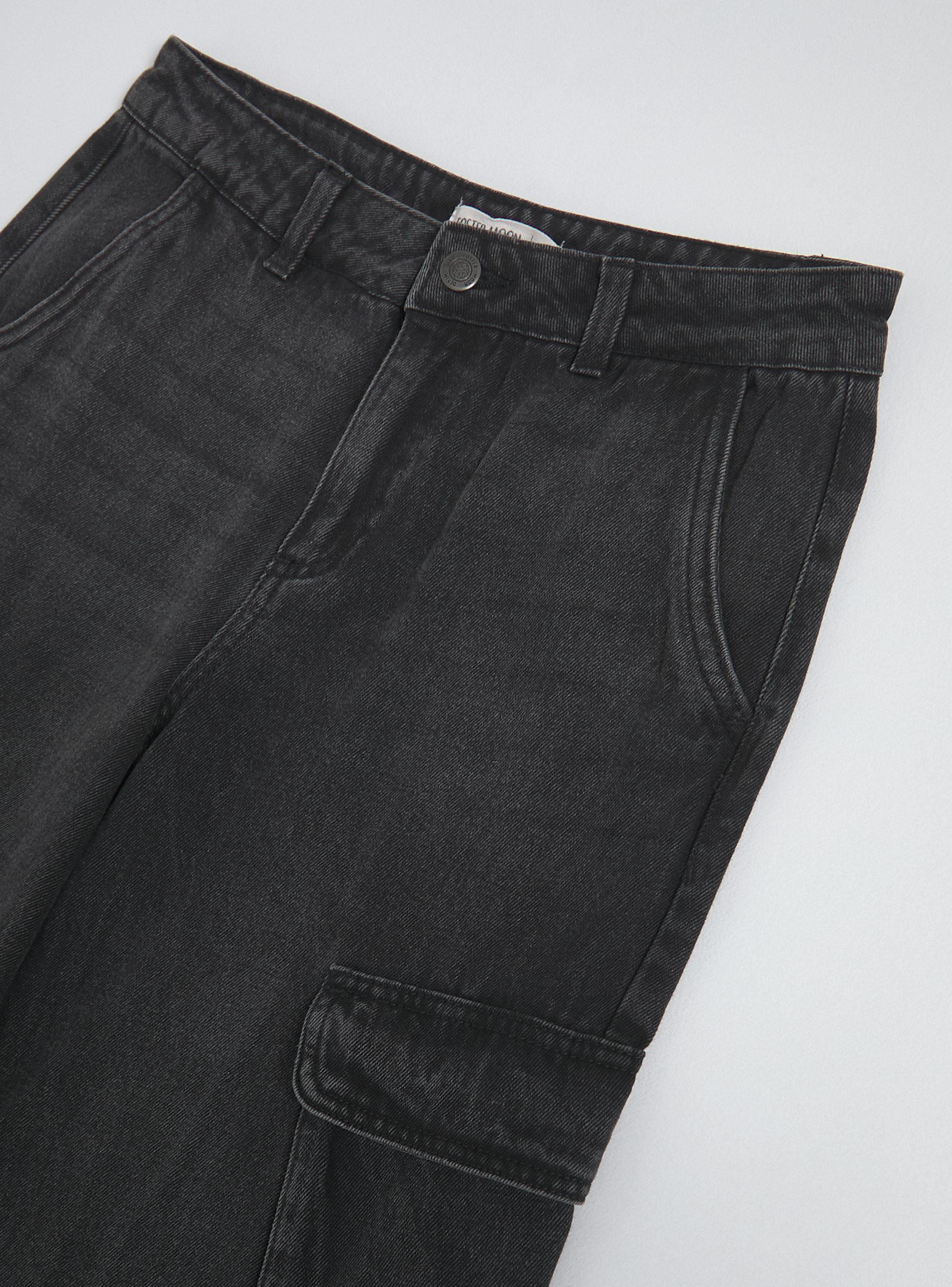 Jeans Wide Leg con Bolsillos Cargo-1