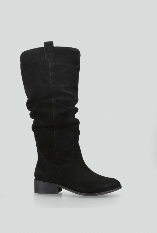 Bota Caña Alta Gamuza Efecto Arrugado Mujer-3