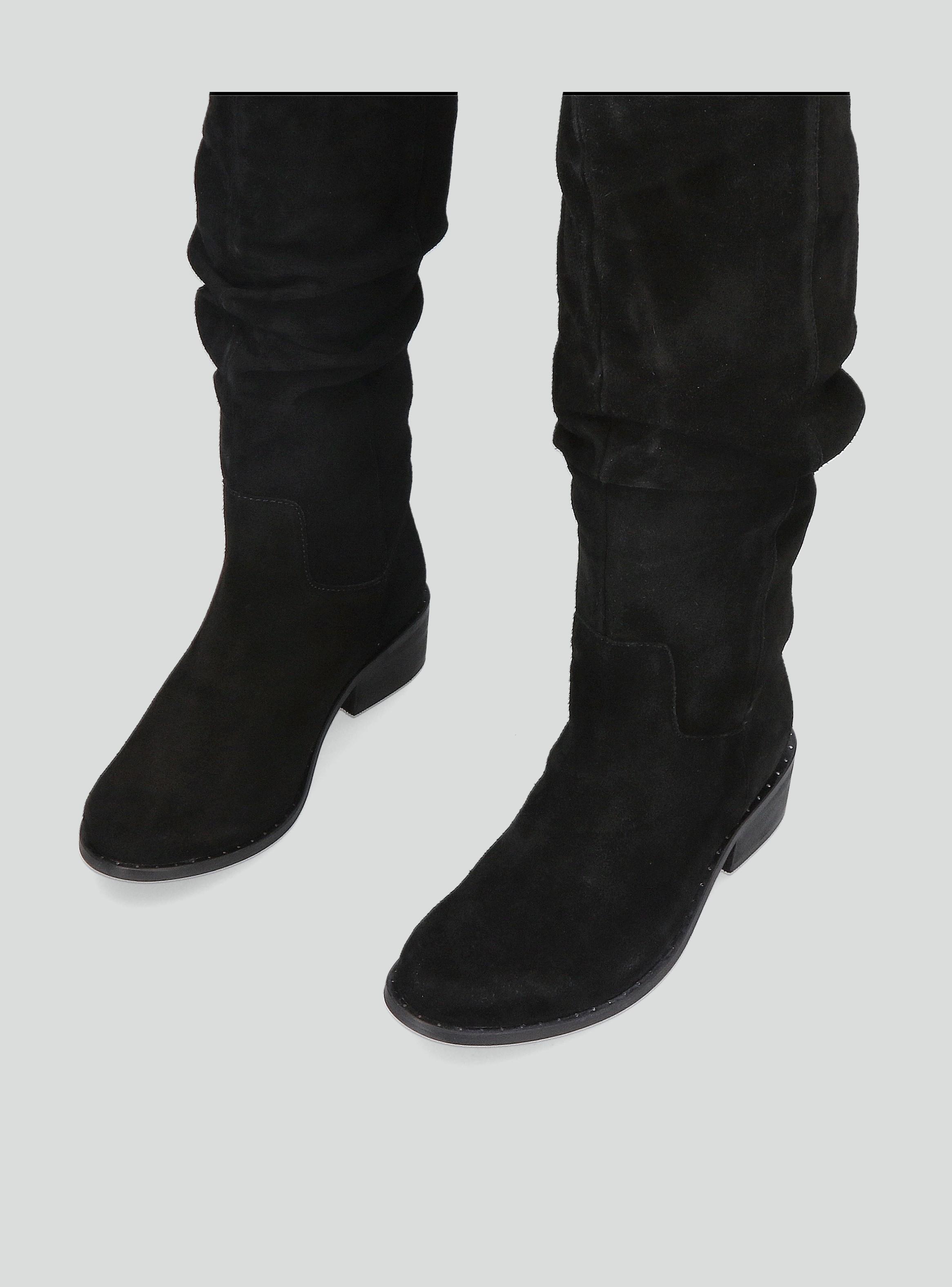 Bota Caña Alta Gamuza Efecto Arrugado Mujer-2