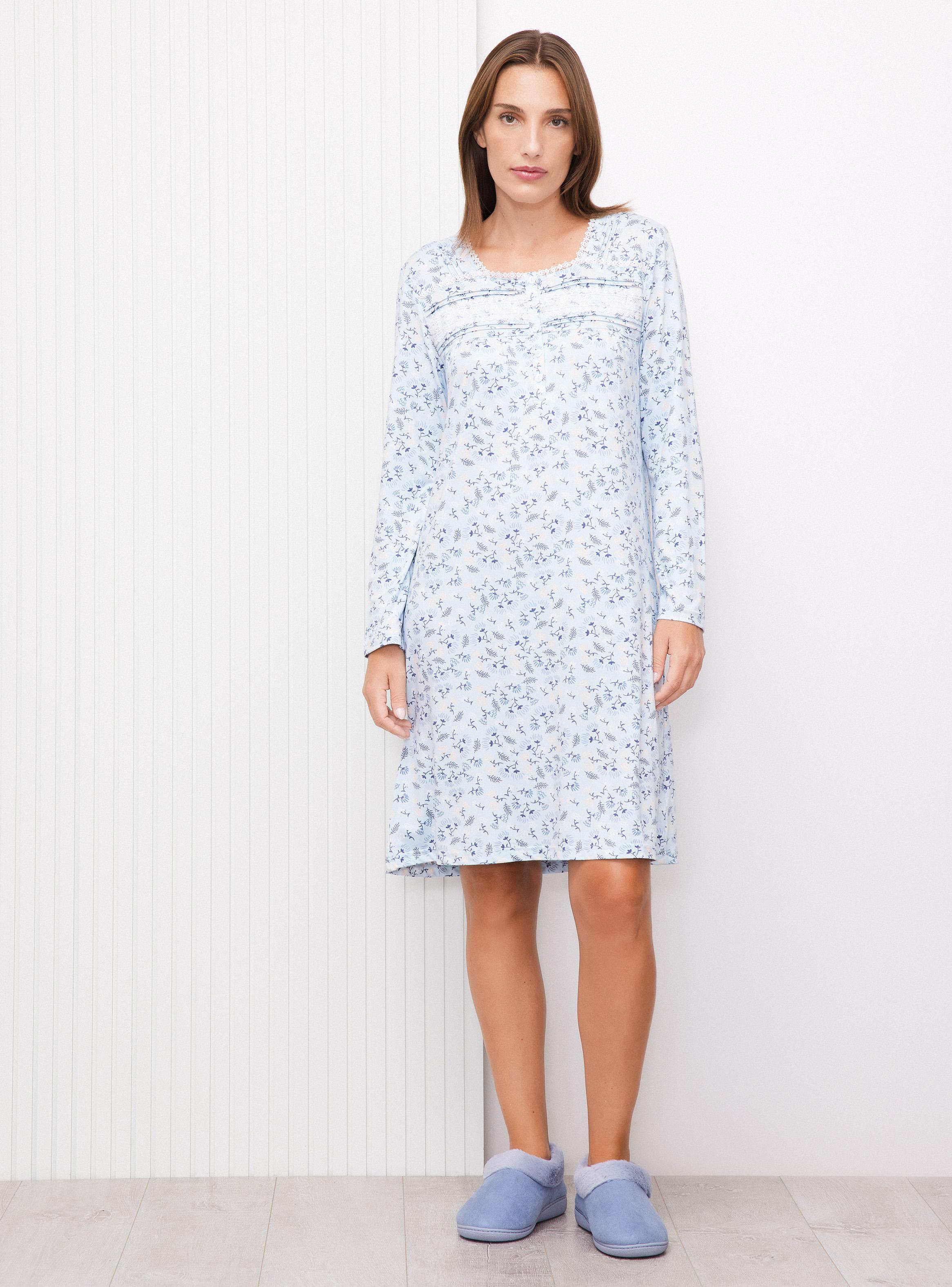Camisa de Dormir Full Print Tacto Peach Mini Encaje-4