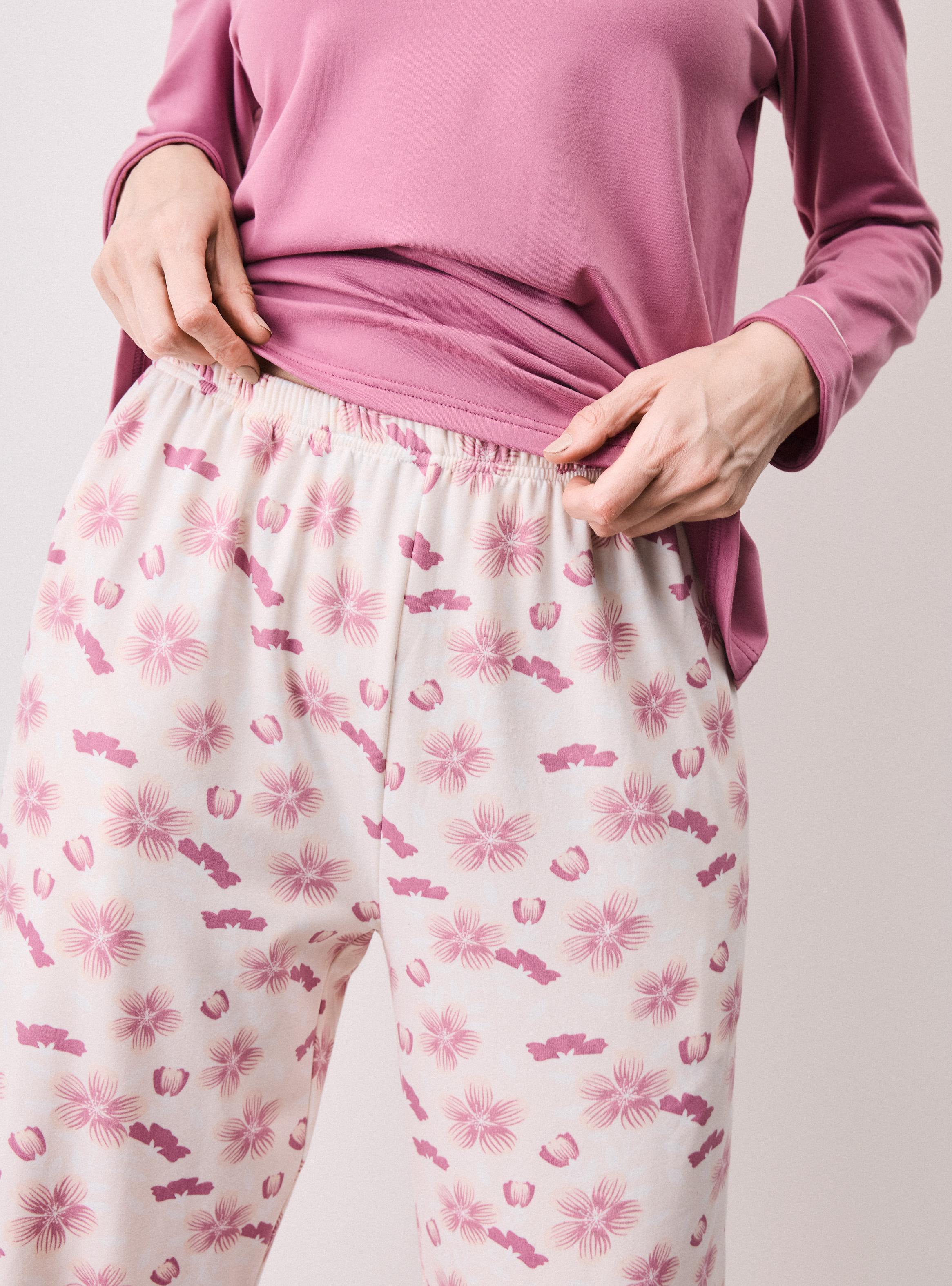 Pijama Bordado Pantalón Full Print Tacto Peach-2