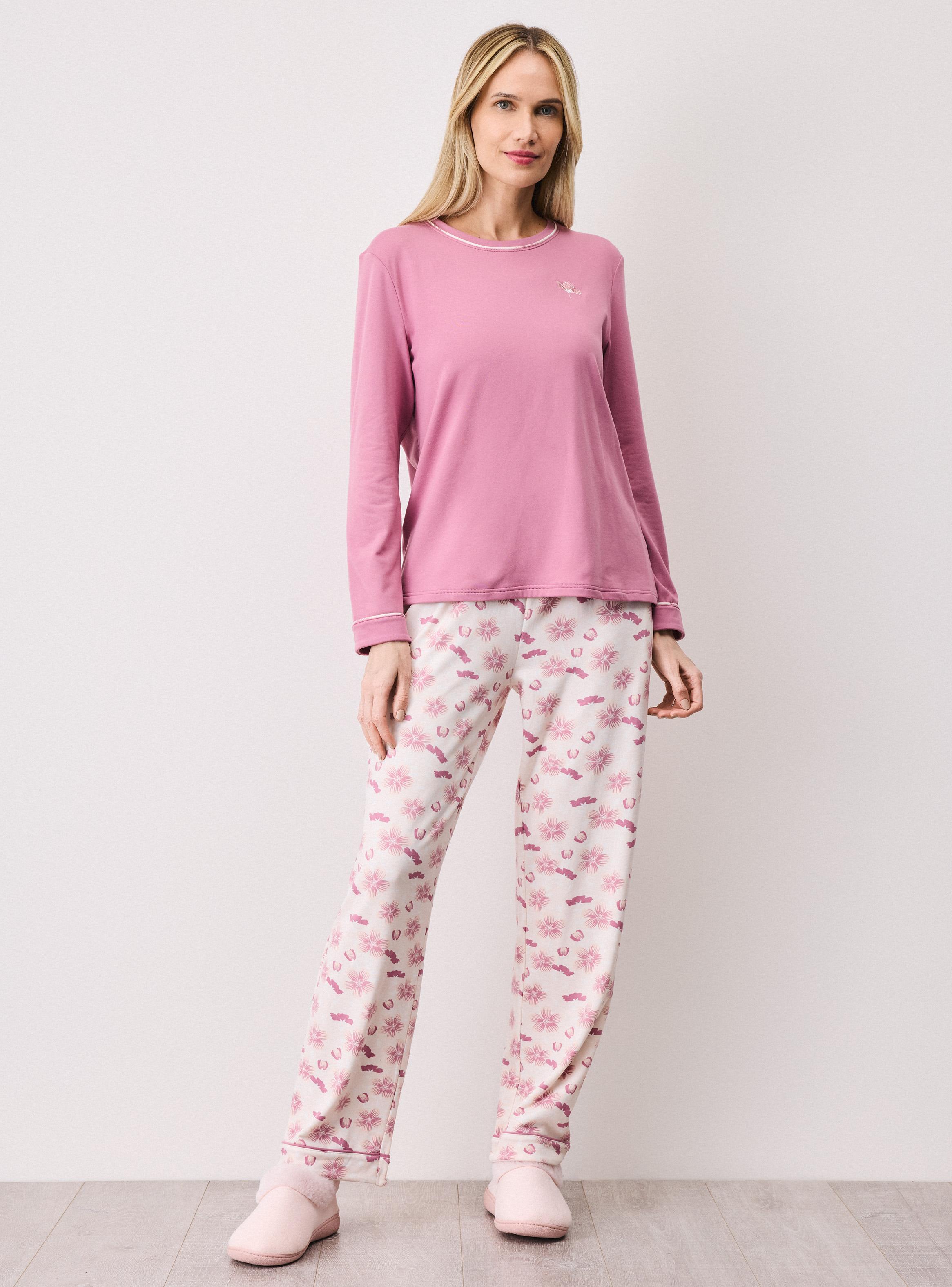 Pijama Bordado Pantalón Full Print Tacto Peach-4
