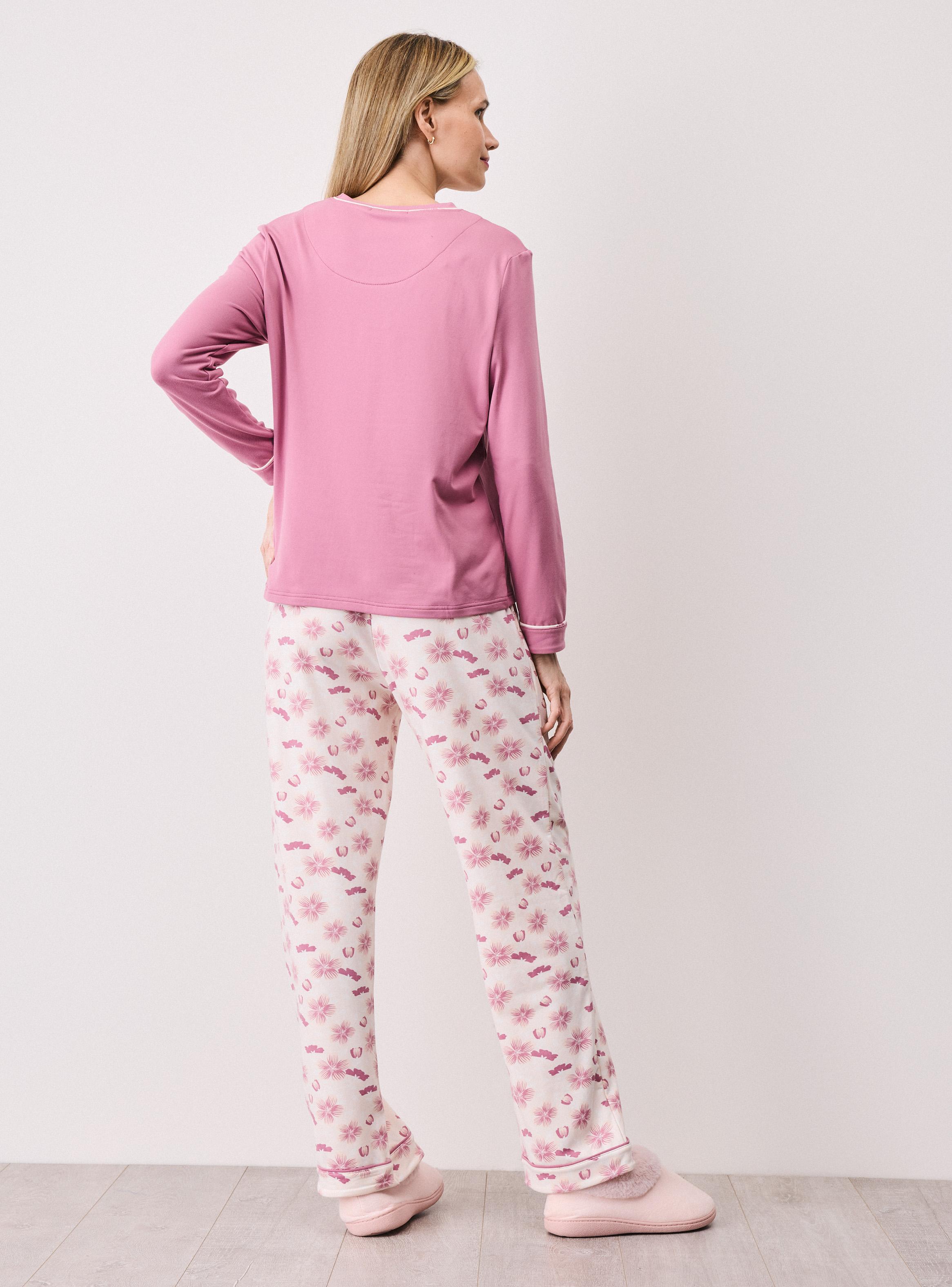 Pijama Bordado Pantalón Full Print Tacto Peach-5