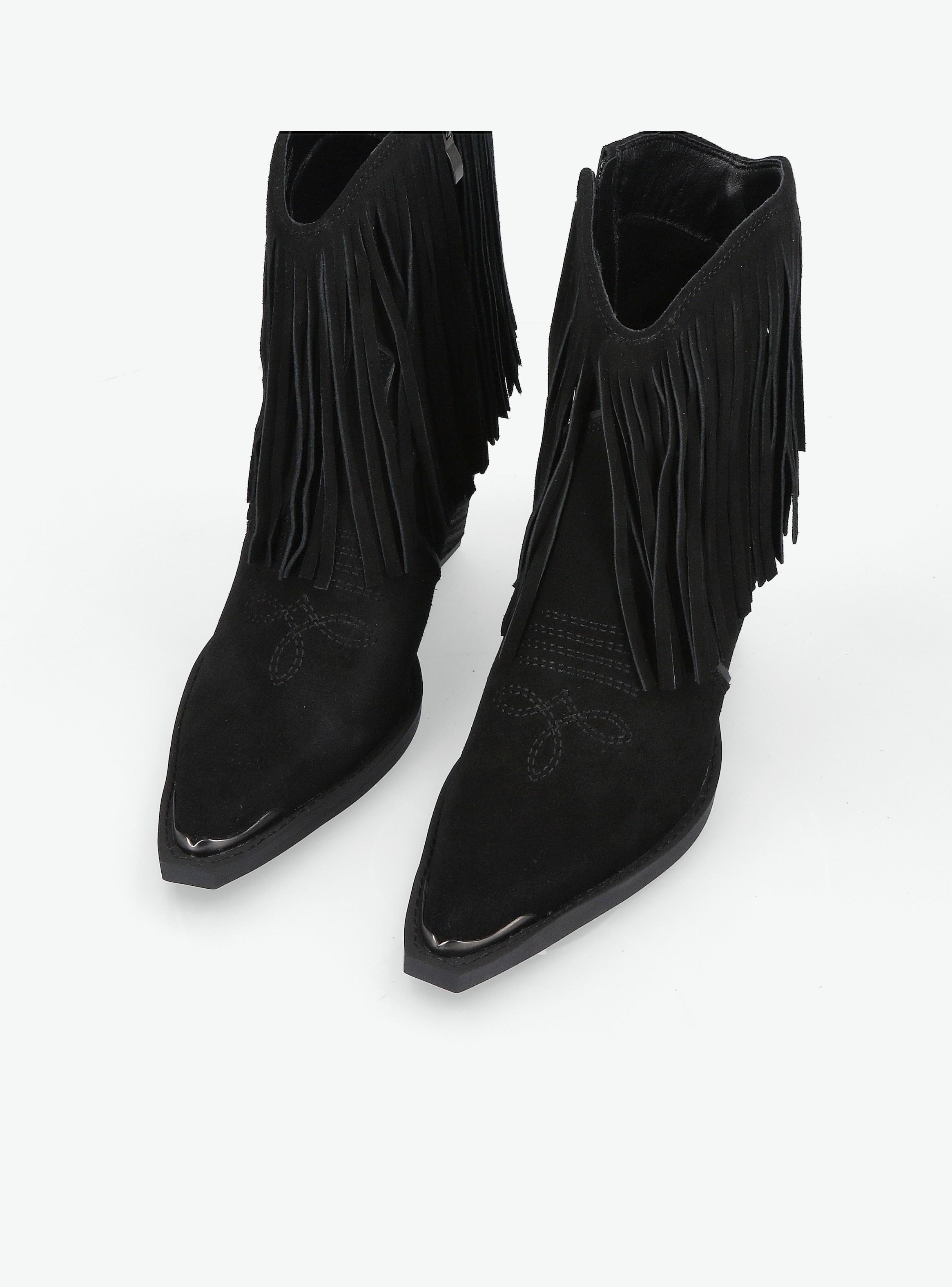 Botín Western Cuero Vaquero con Flecos y Punta Mujer-2