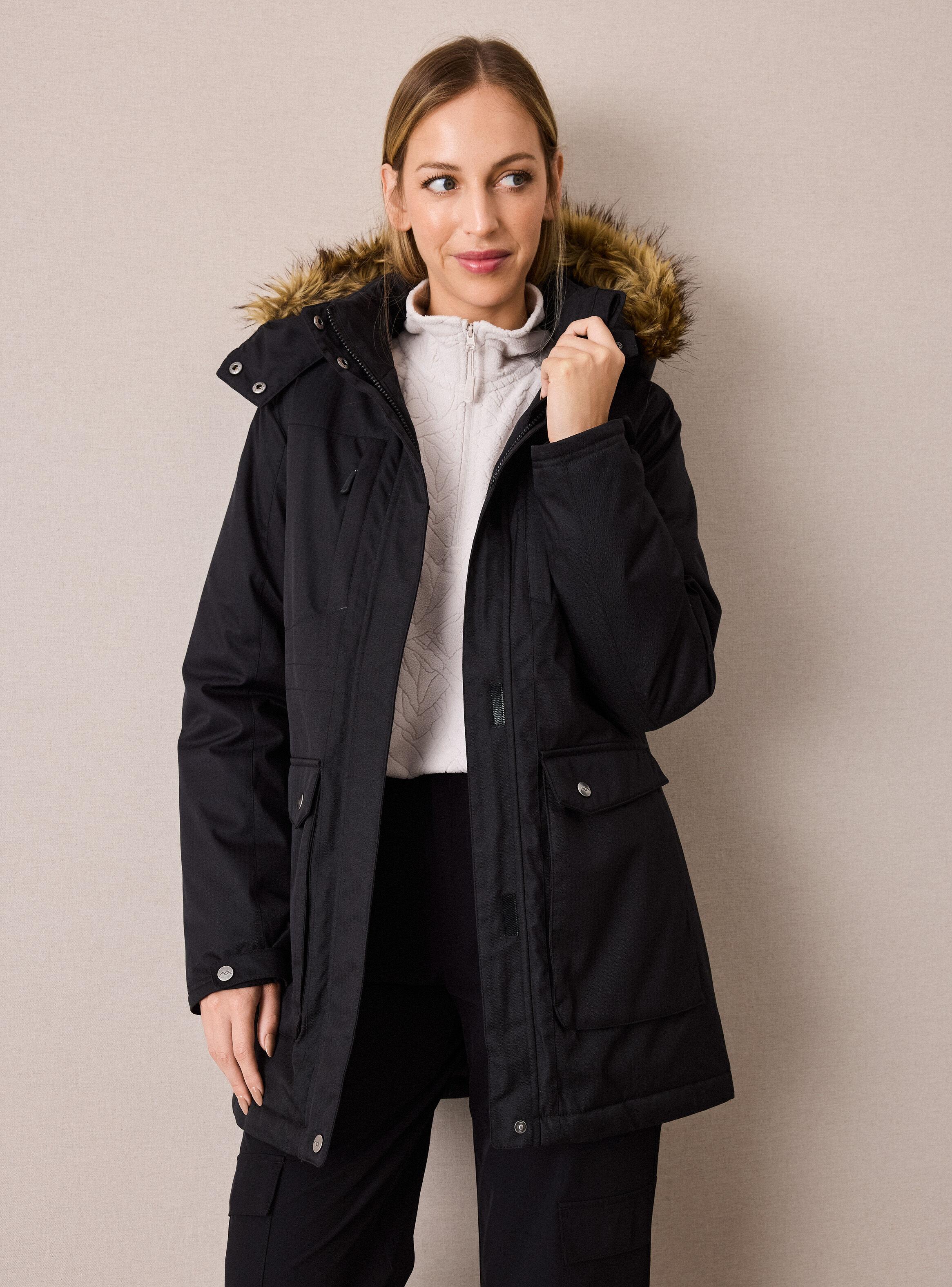 Parka Larga Gorro con Piel Desmontable-0