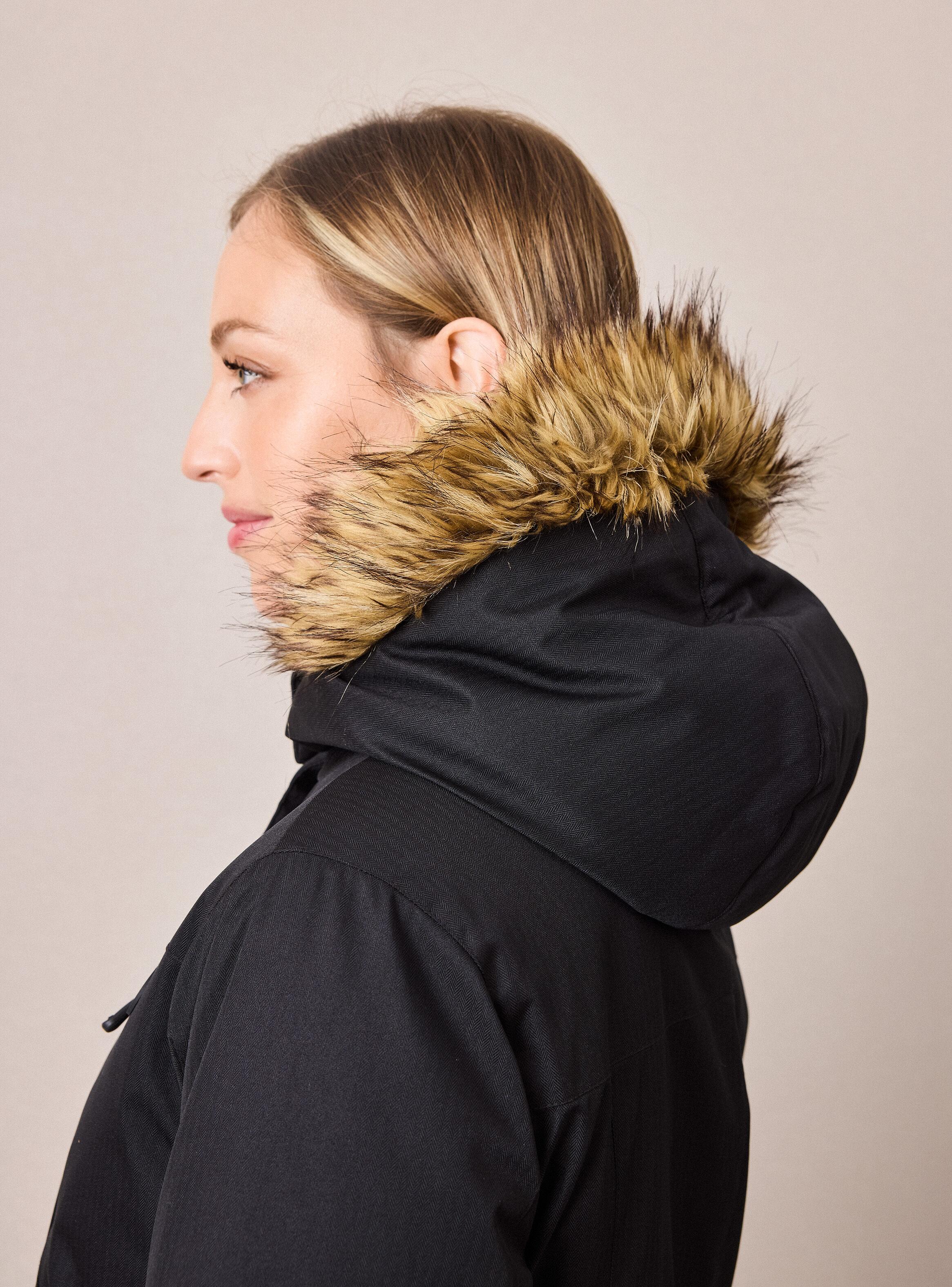 Parka Larga Gorro con Piel Desmontable-3