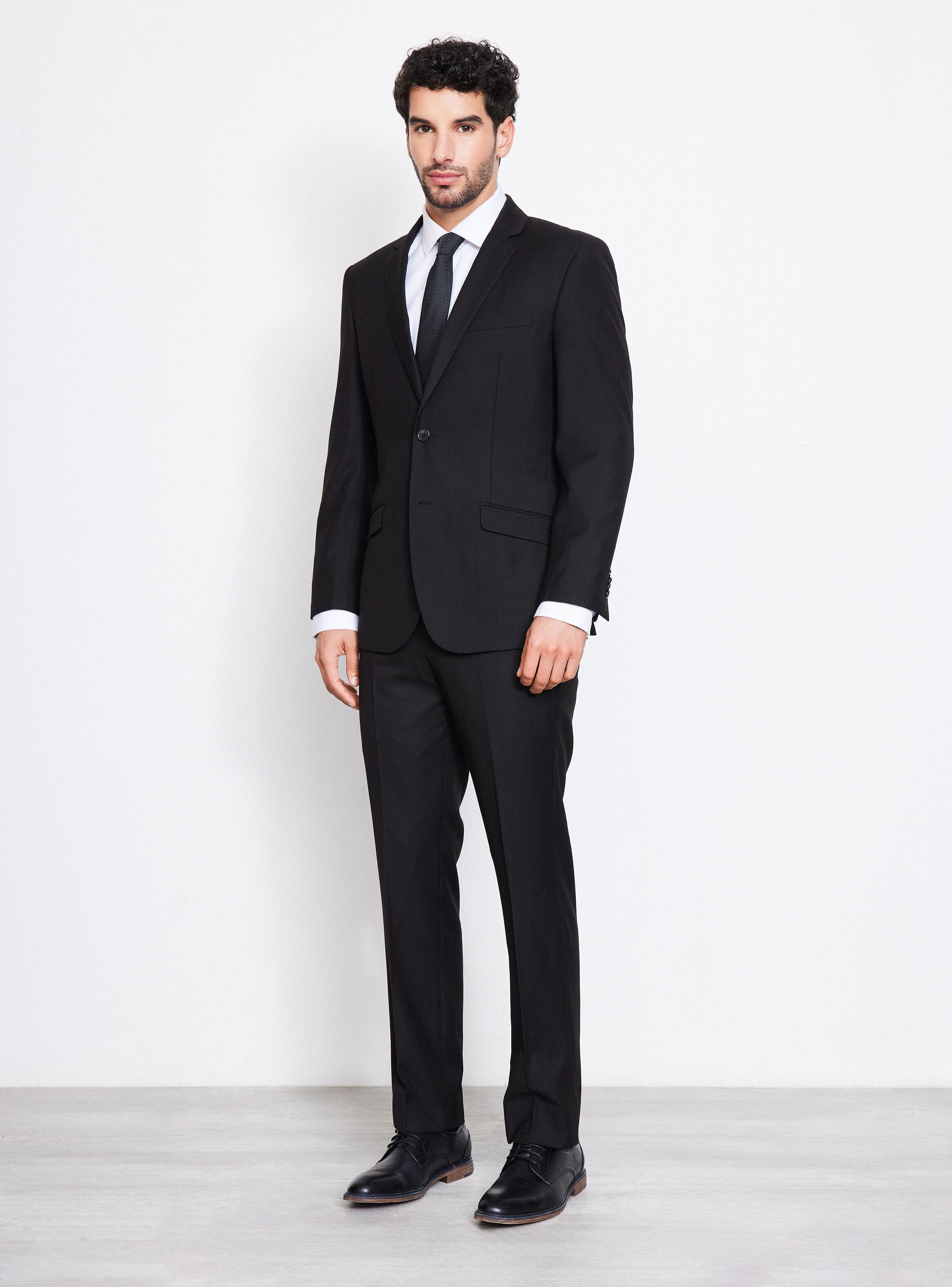 Traje Recto Slim Fit Lana Poliéster Liso -4