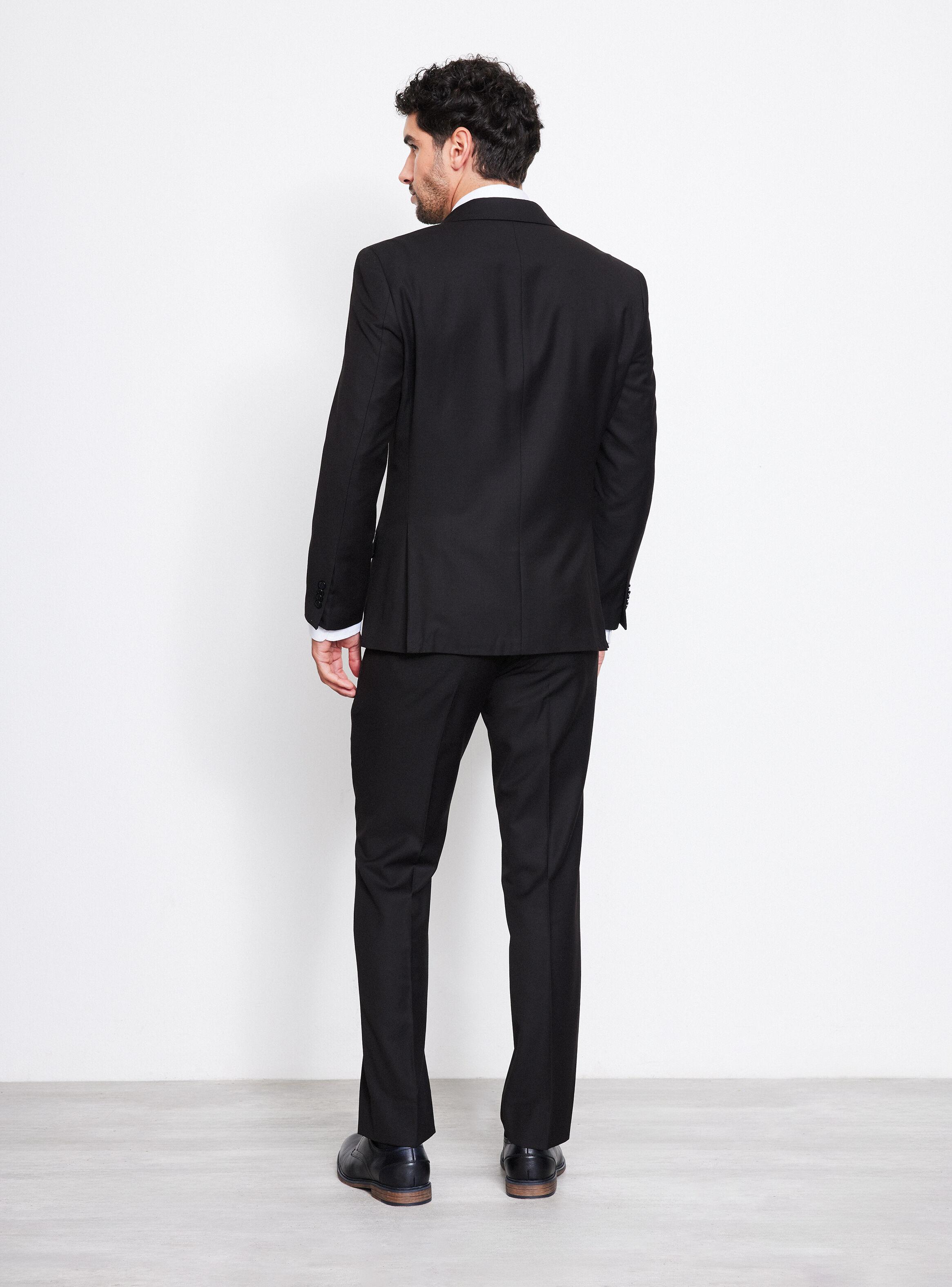 Traje Recto Slim Fit Lana Poliéster Liso -5