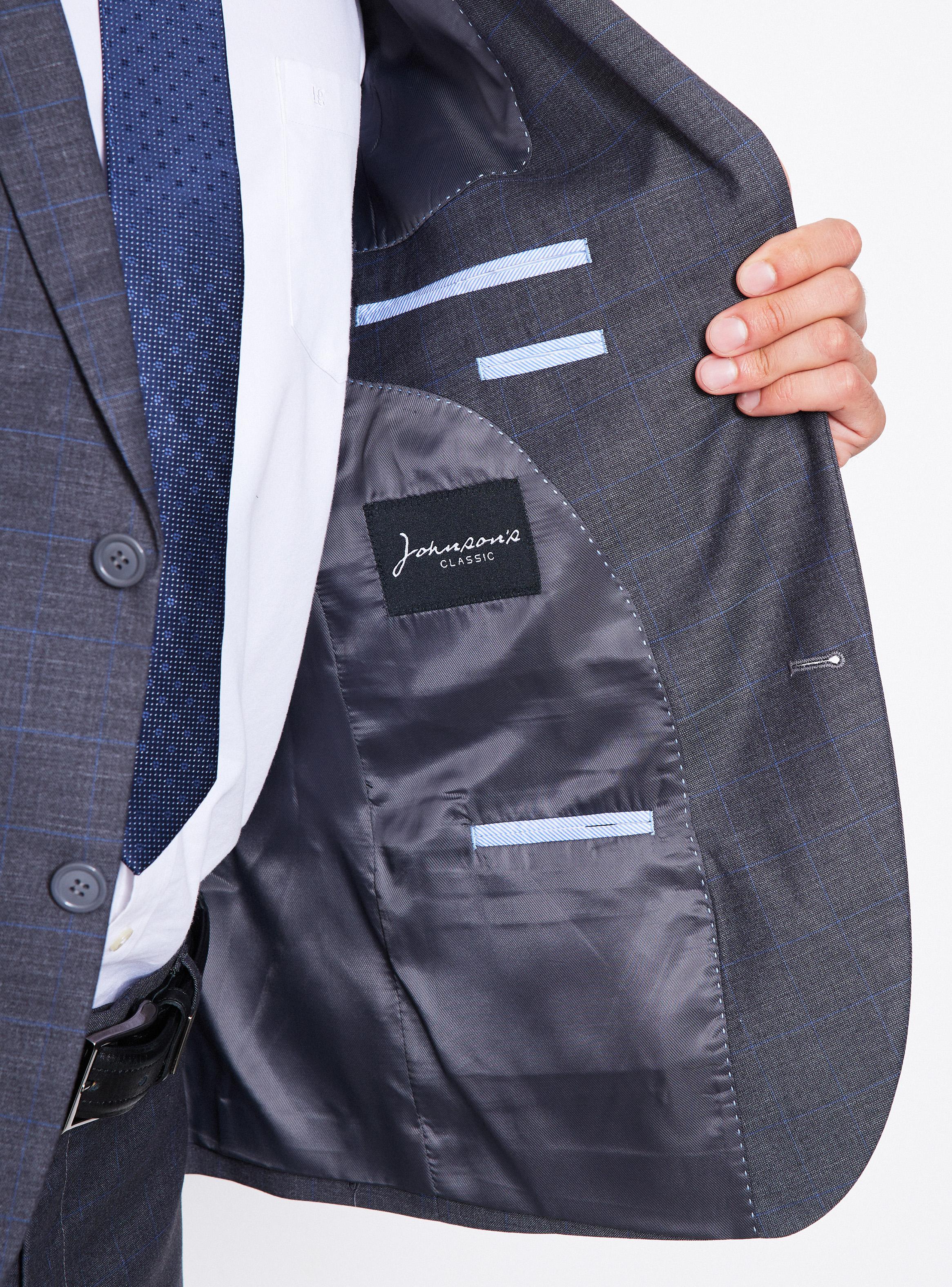 Traje Recto Regular Fit Fantasía Cuadro Ventana-3