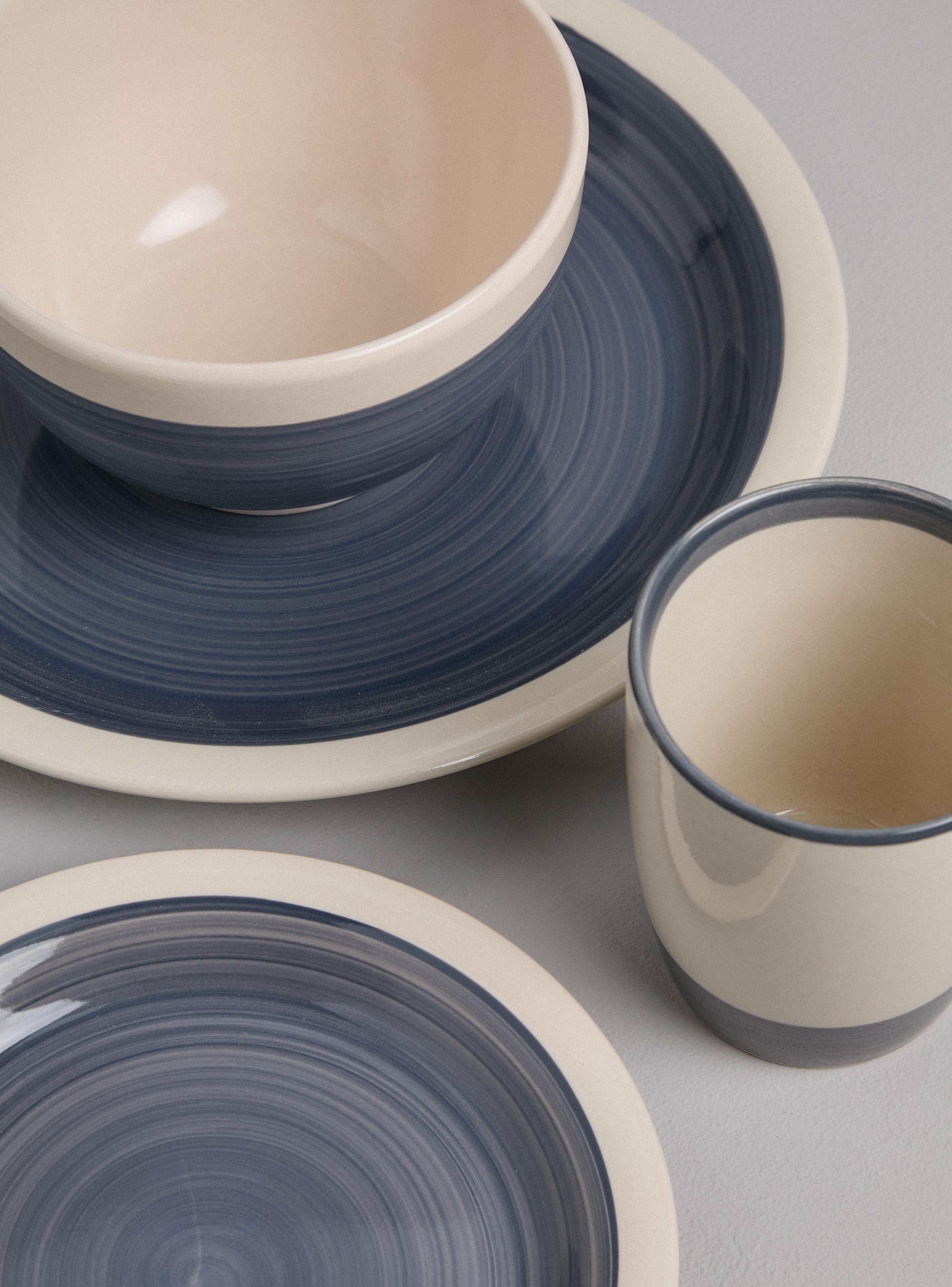 Set Vajilla 16 Piezas Bicolor Gris Cerámica-2