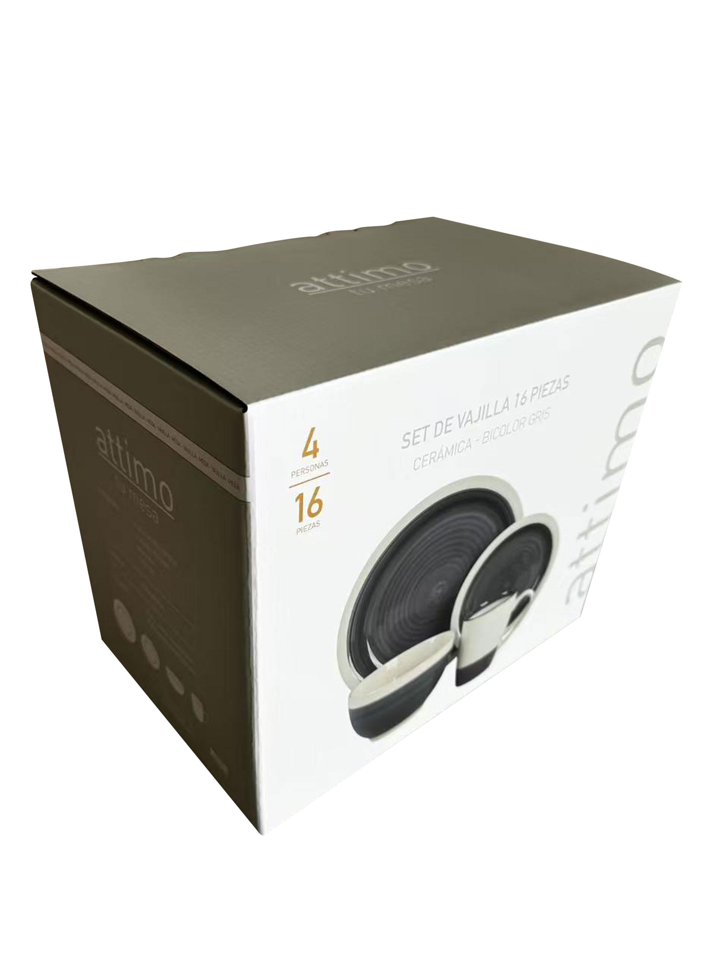 Set Loza 16 Piezas Bicolor Gris-5