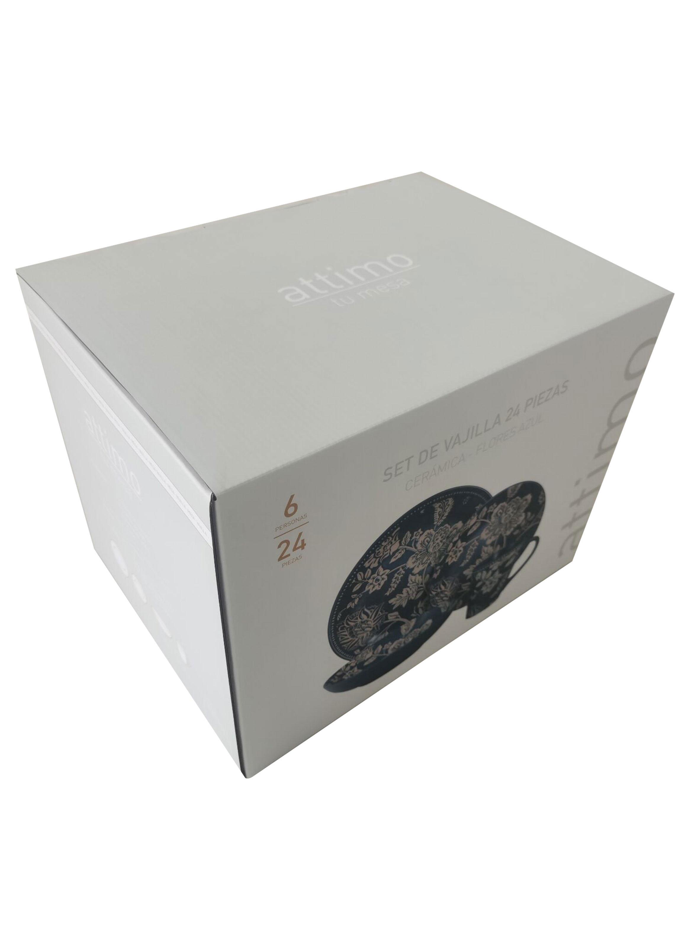 Set Loza 24 Piezas Flores Gris-5