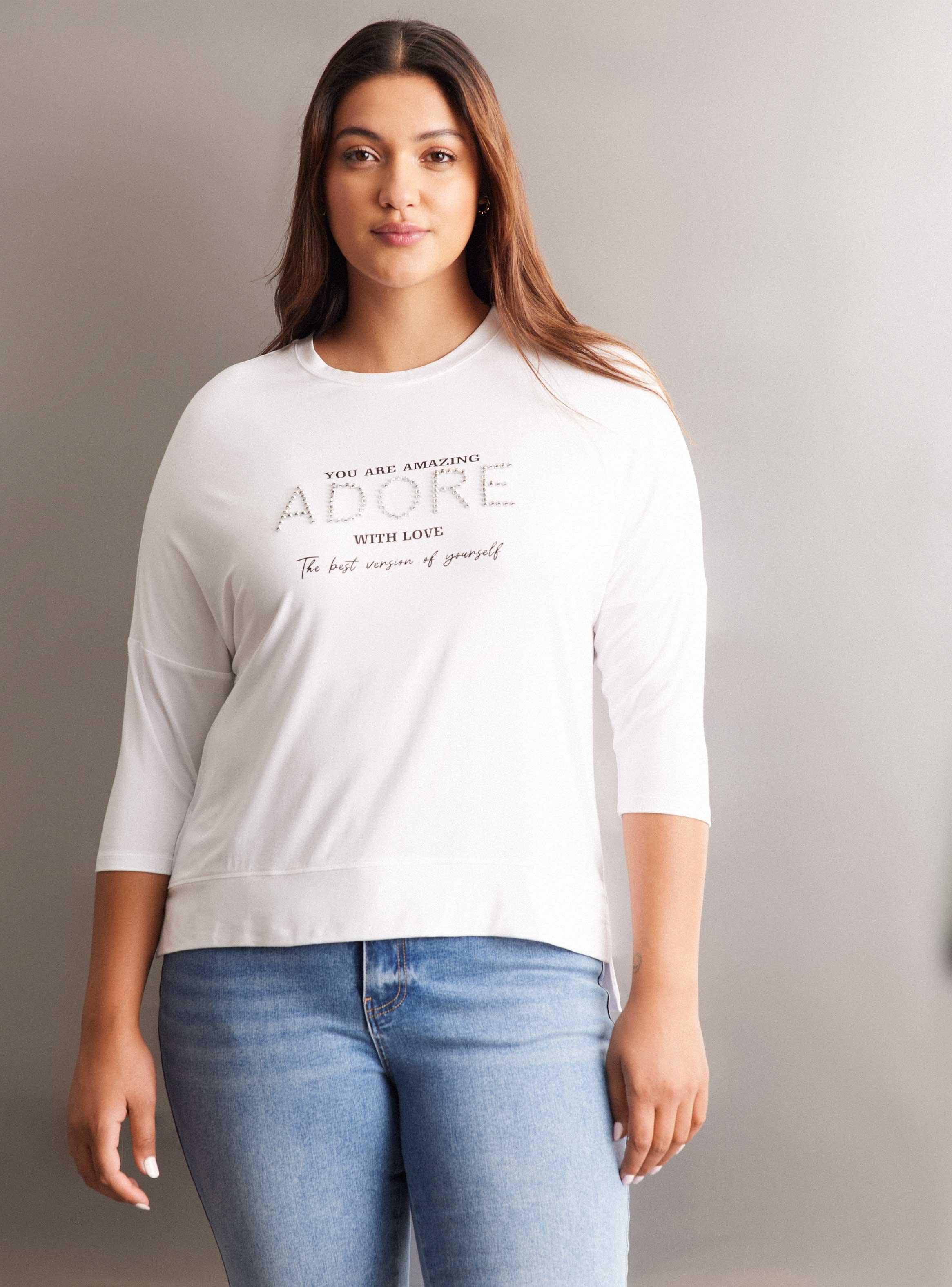Polera Manga Tres Cuartos con Aplicación de Tachas-0
