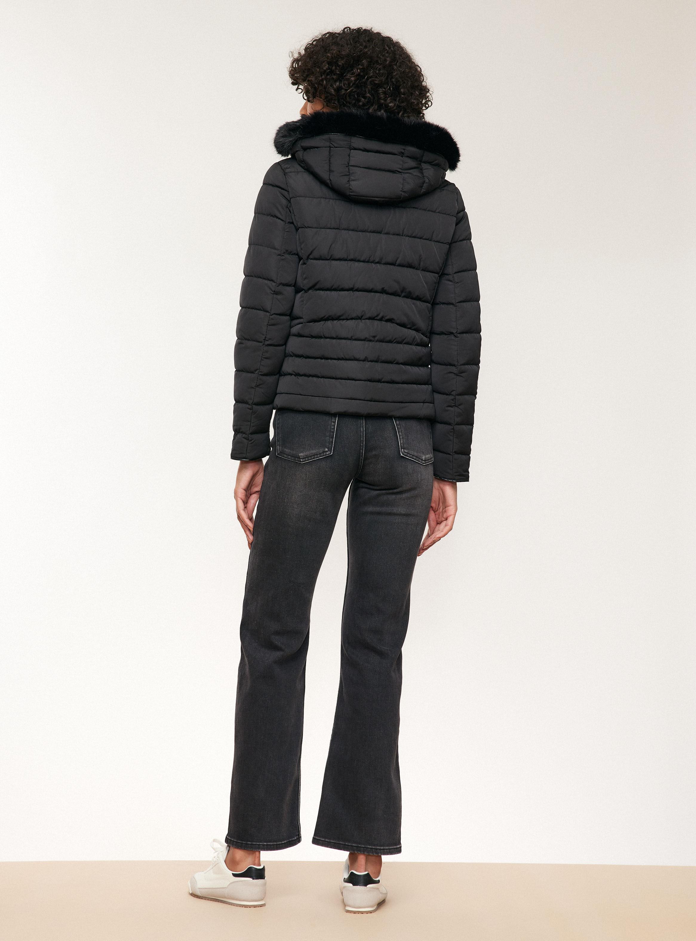 Parka Básica con Gorro Desmontable y Piel-5