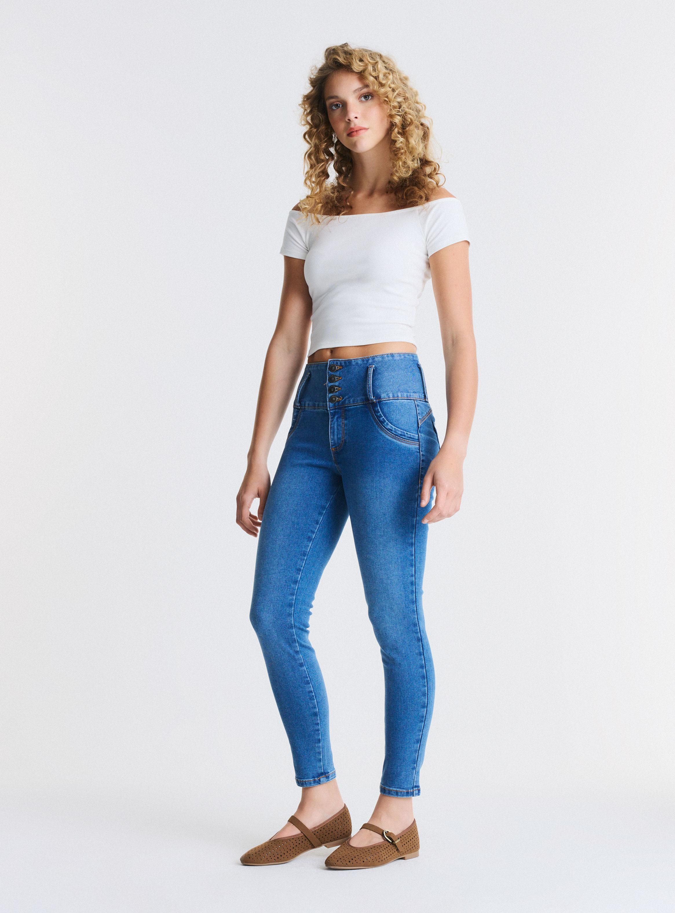 Jeans Pretina Alta 4 Botones-4