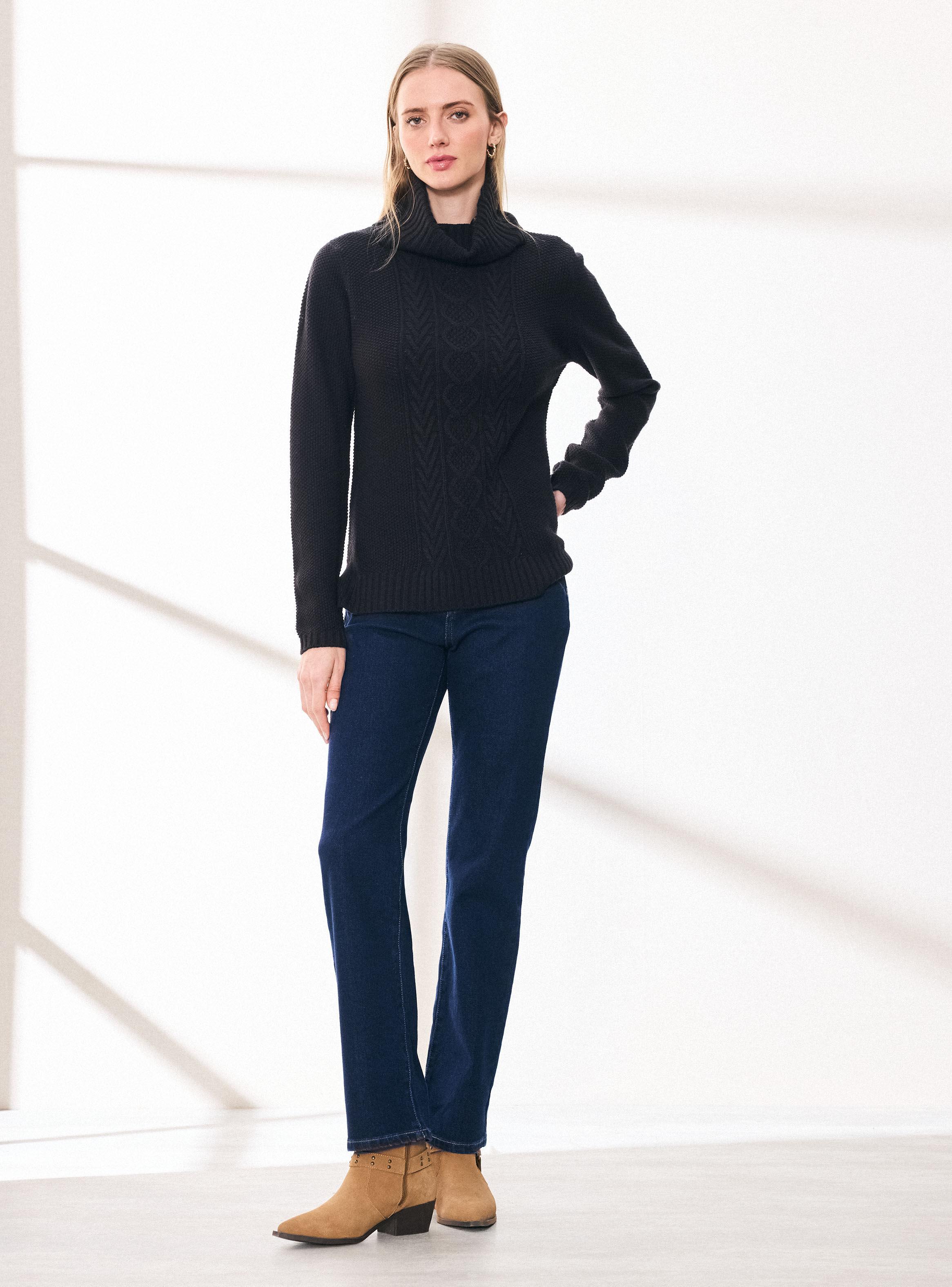 Sweater Manga Larga Cuello Alto Tejido-4