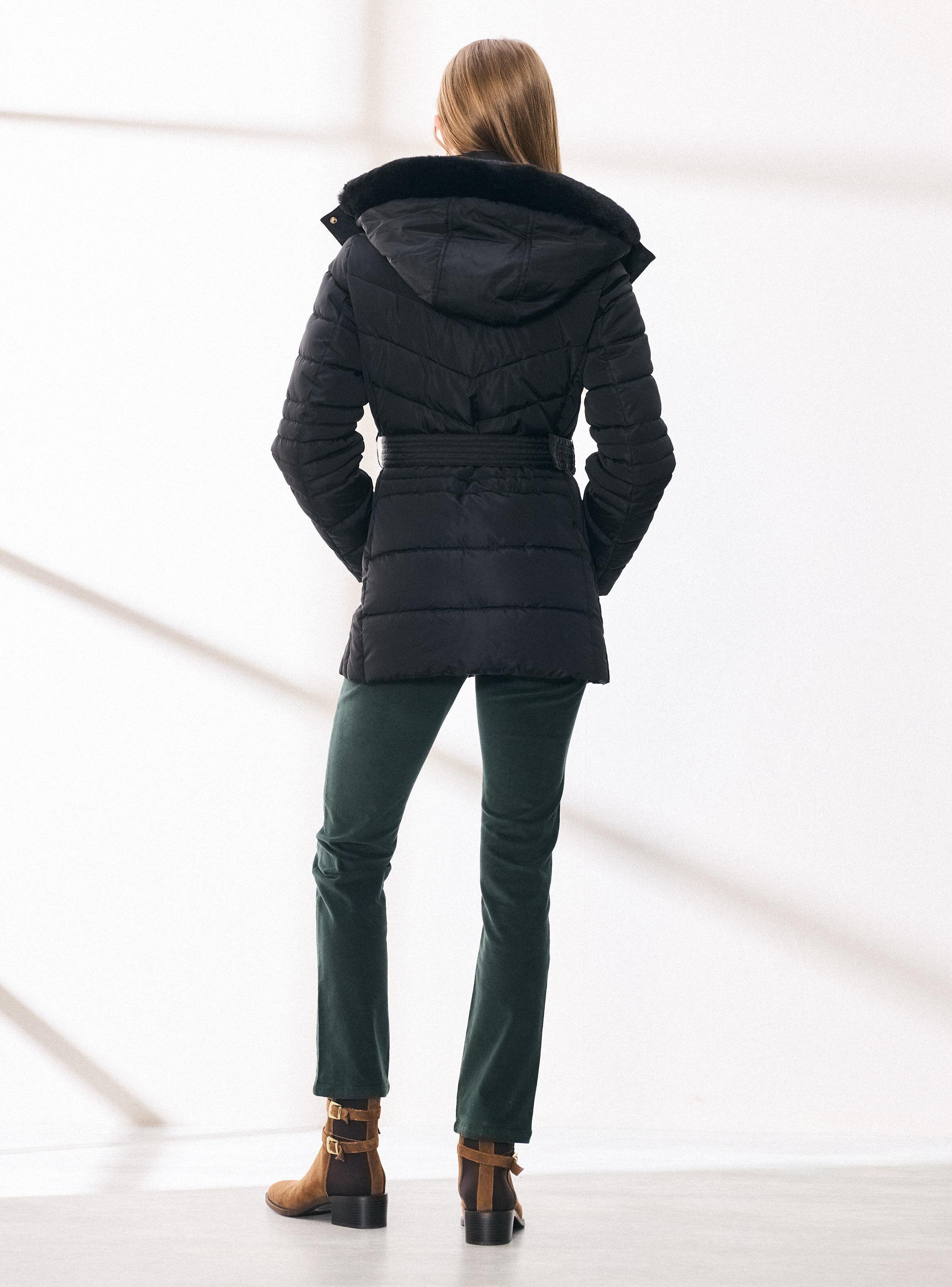 Parka con Capucha Piel Desmontable y Cinturón-5