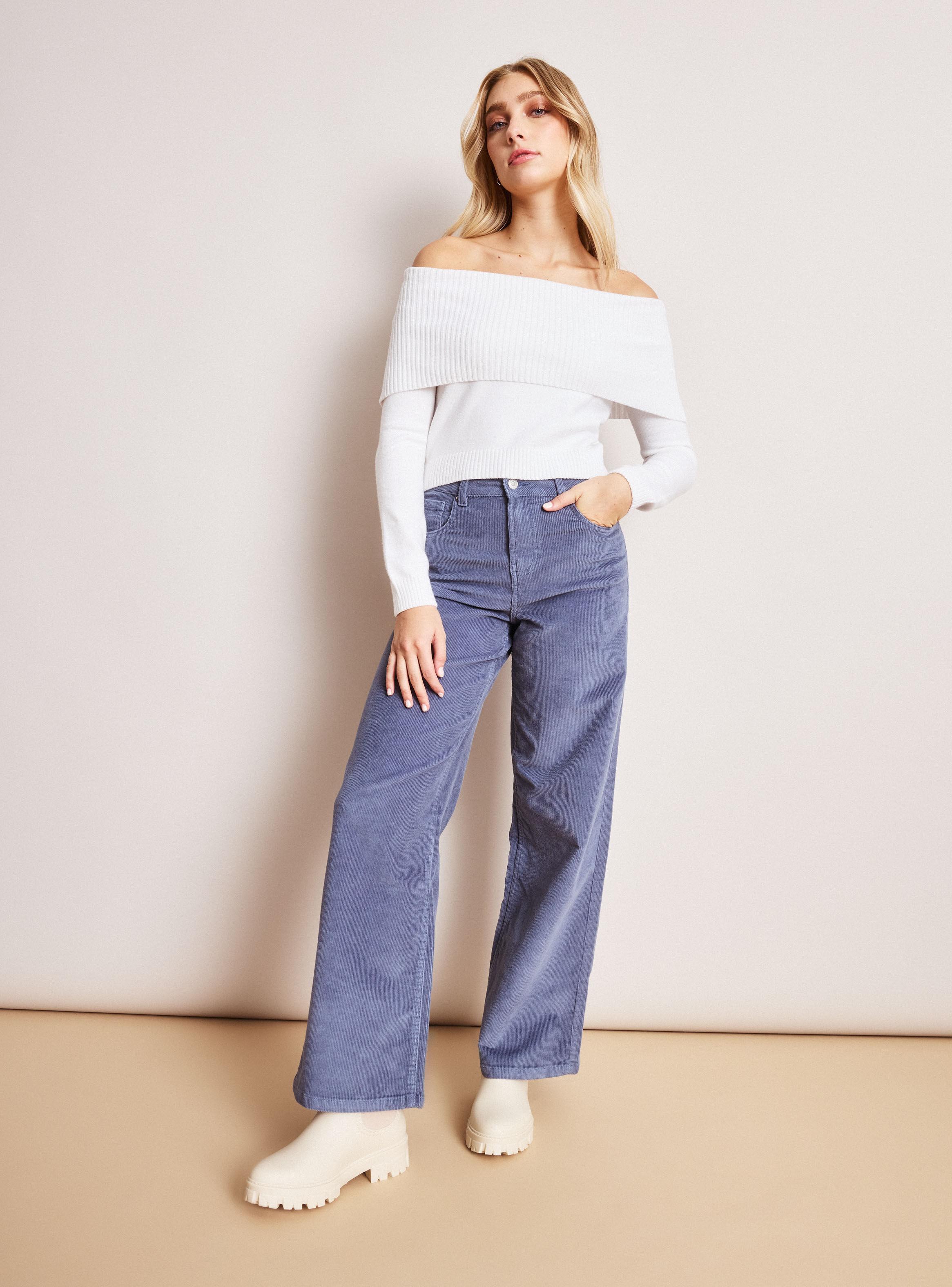 Pantalón Cotelé Wide Leg-4
