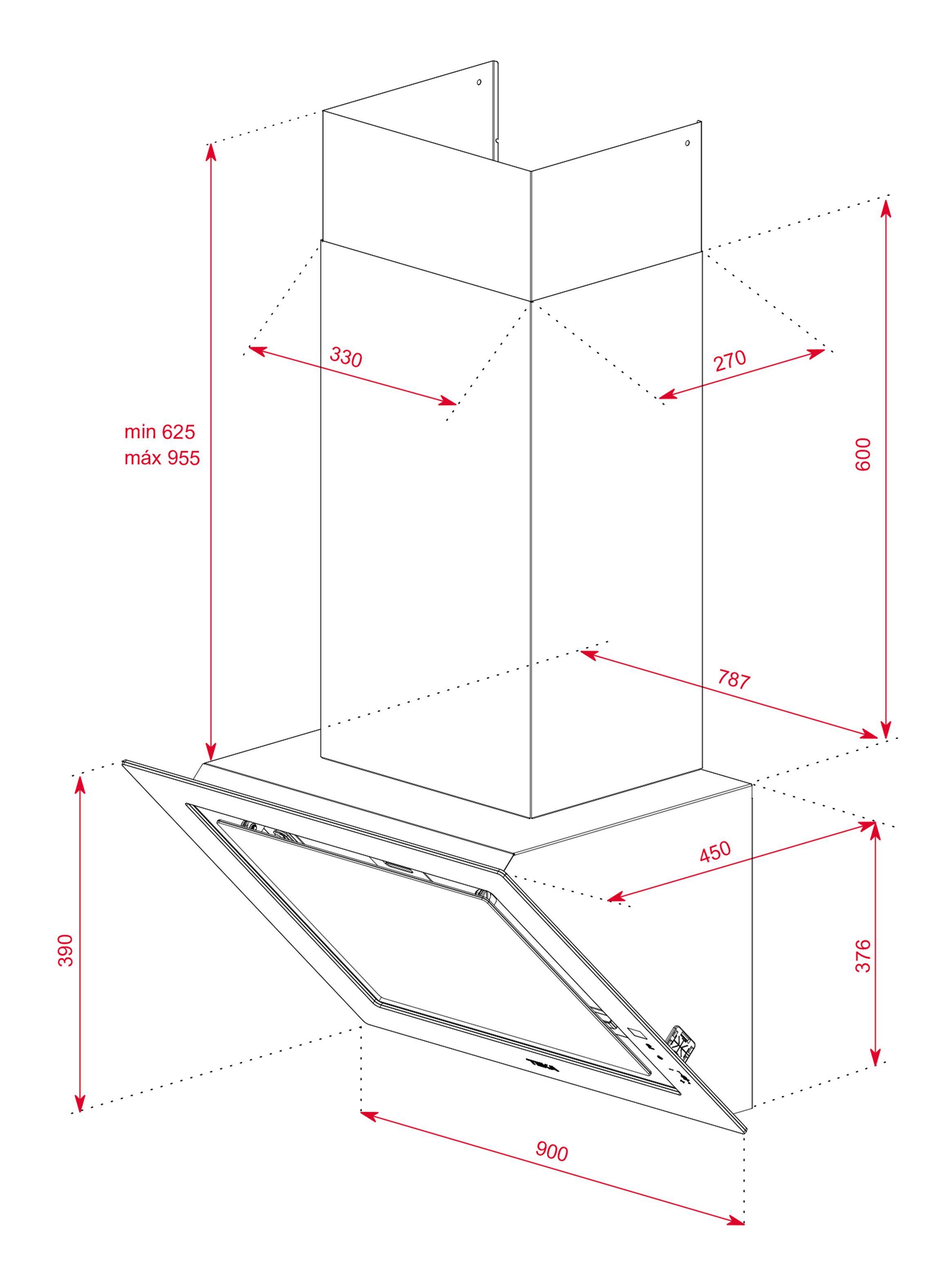 Campana Decorativa Vertical DLV 98660 TOS ST Cristal Gris-2