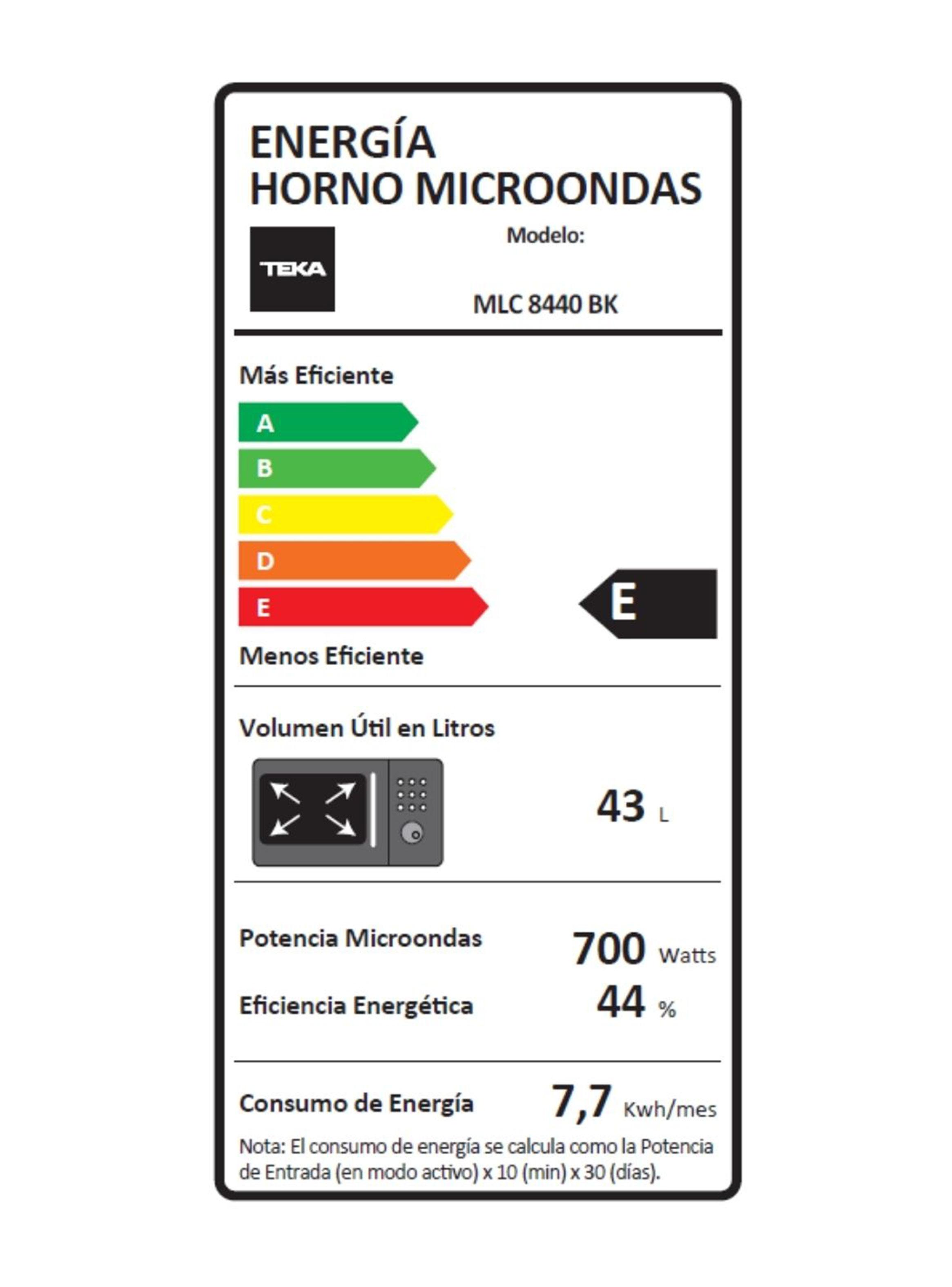 Horno Microondas Empotrable con Grill MLC 8440 BK-5