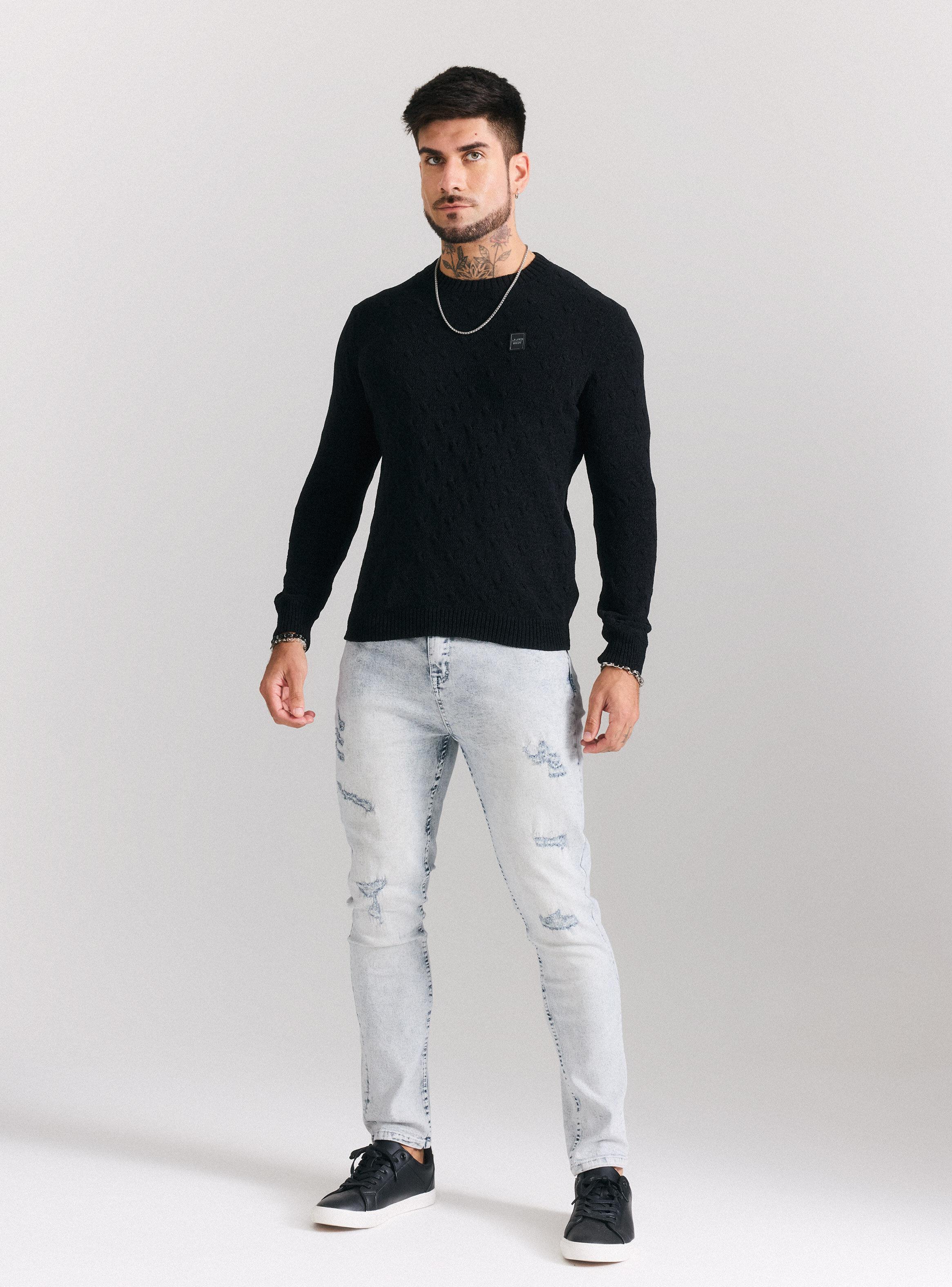 Sweater Punto Especial Texturado Cuello Redondo-4