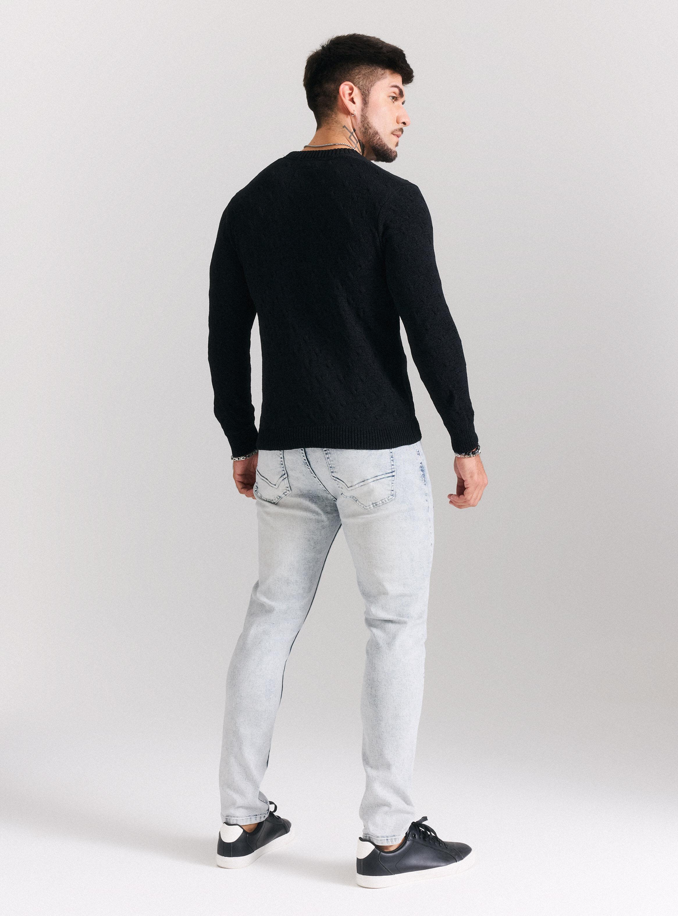 Sweater Punto Especial Texturado Cuello Redondo-5