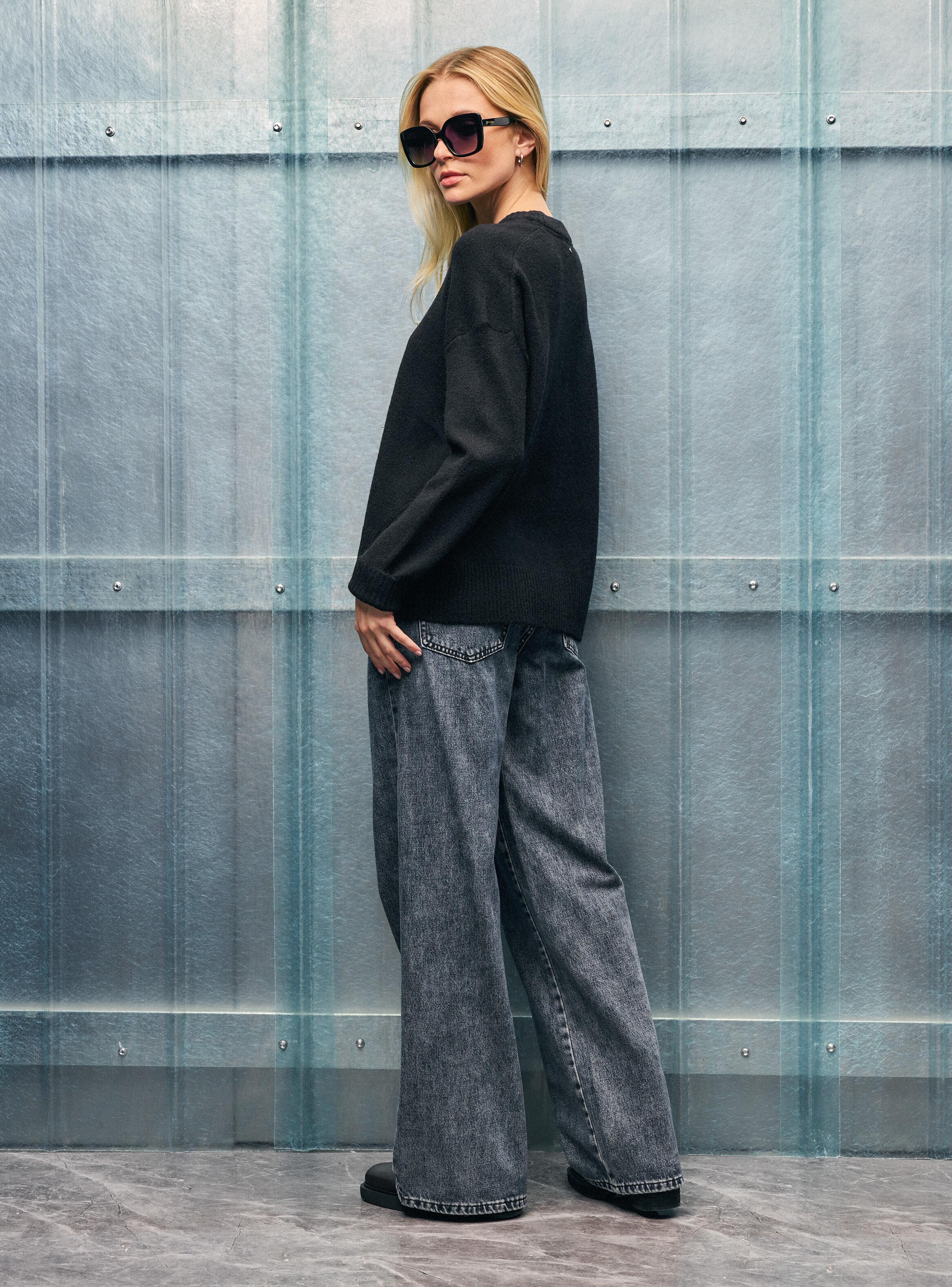 Sweater Largo Tejido Liso-5