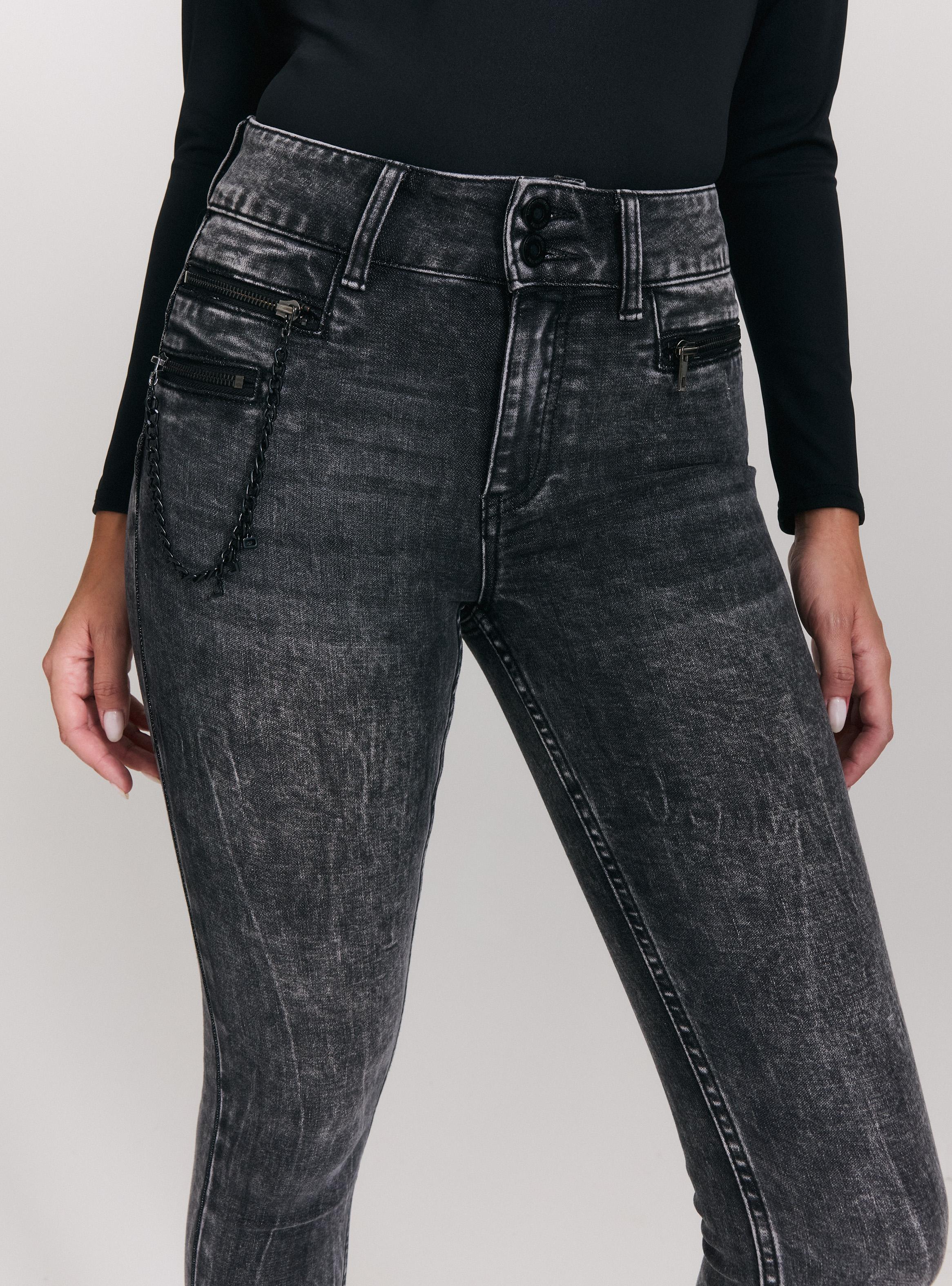 Jeans Gravillado con Cierres y Cadena-2