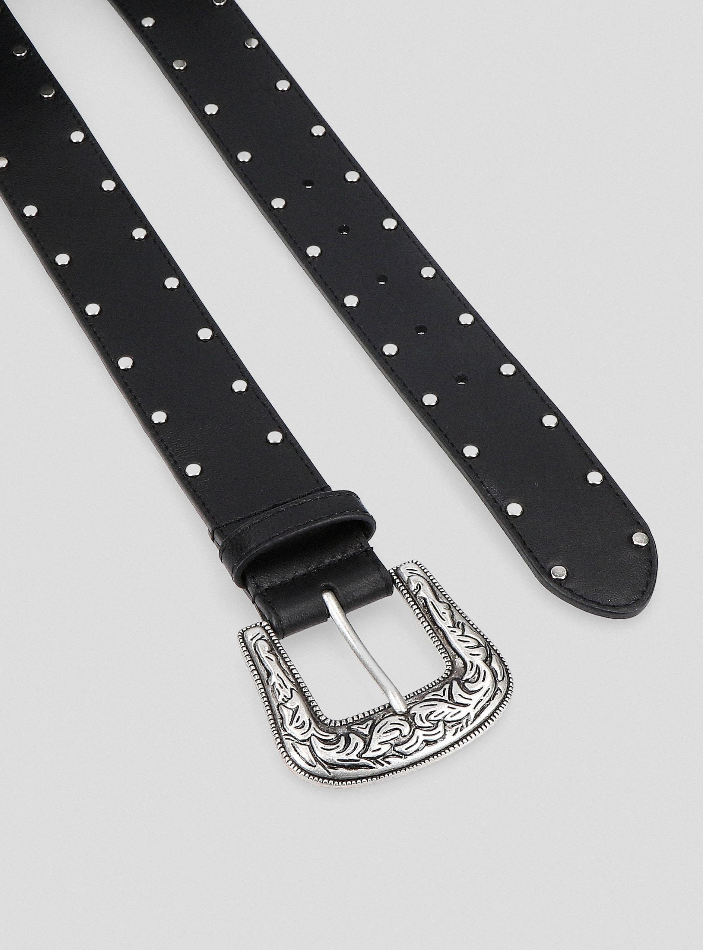 Cinturón Hebilla Western Tachas Cuero-4