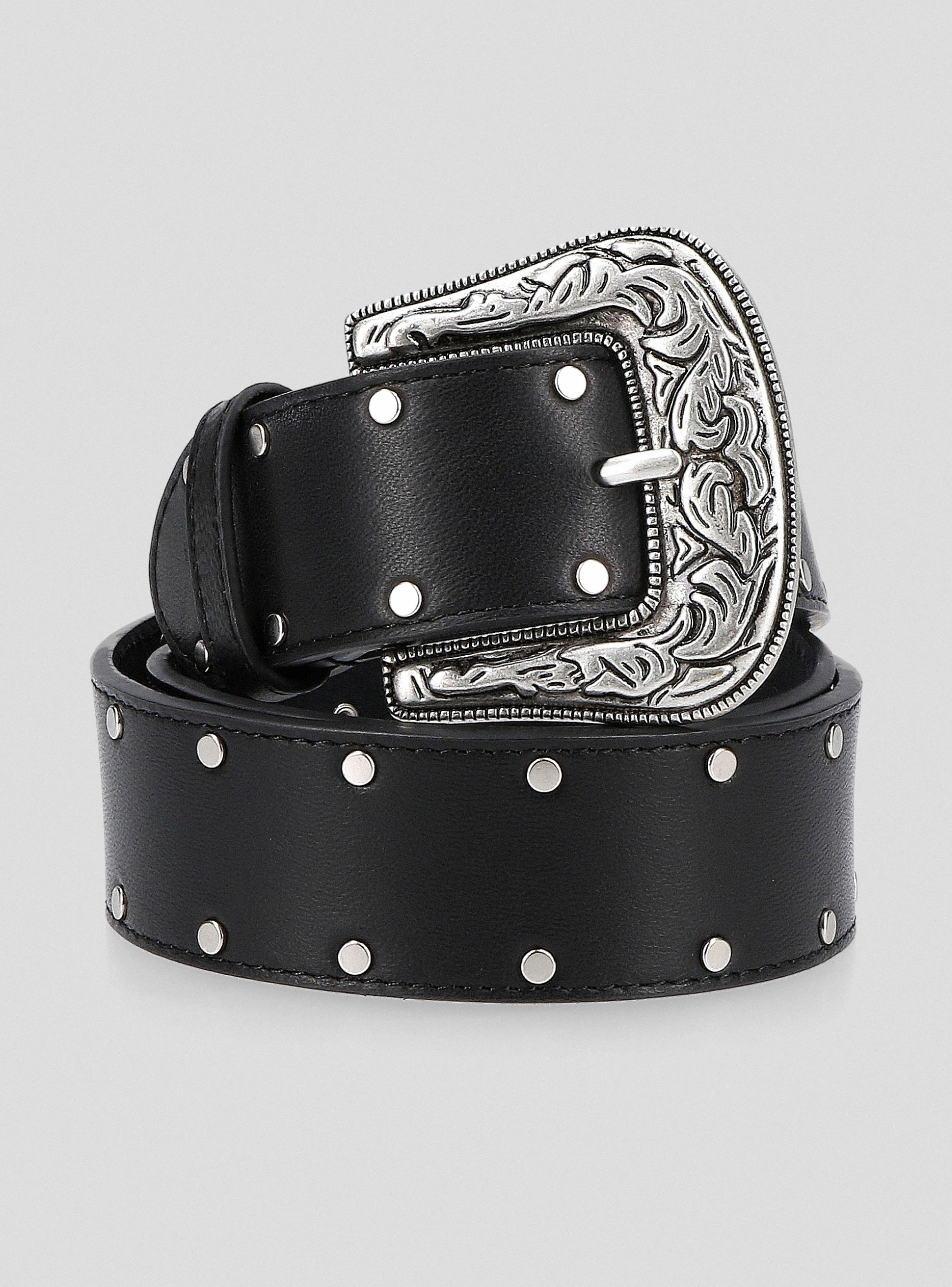 Cinturón Hebilla Western Tachas Cuero-0