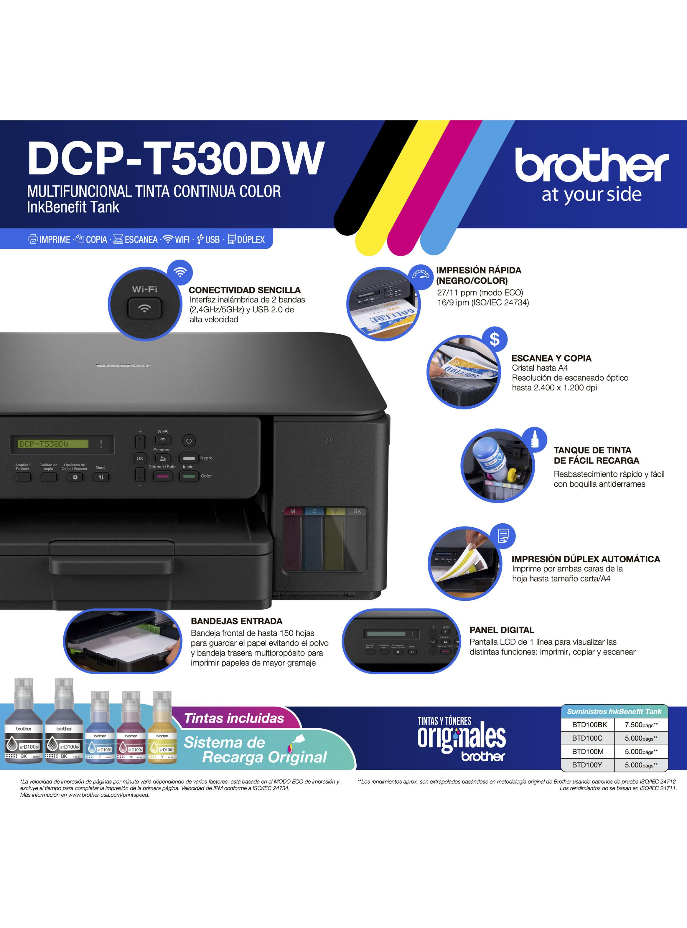 Impresora Multifuncional Tinta Continua DCPT530DW WiFi y Dúplex-3
