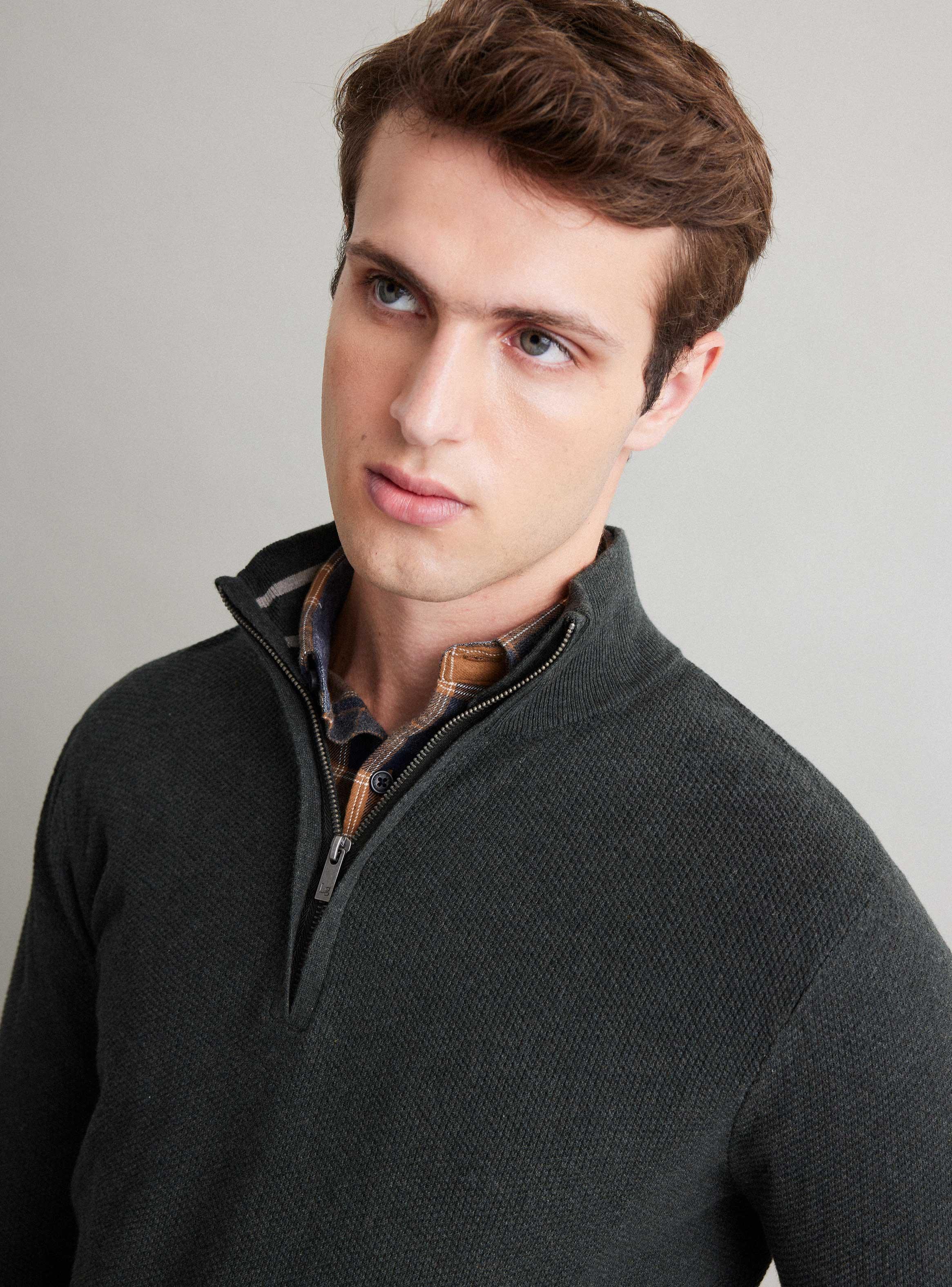 Sweater Half Zipper Algodón Texturado-2