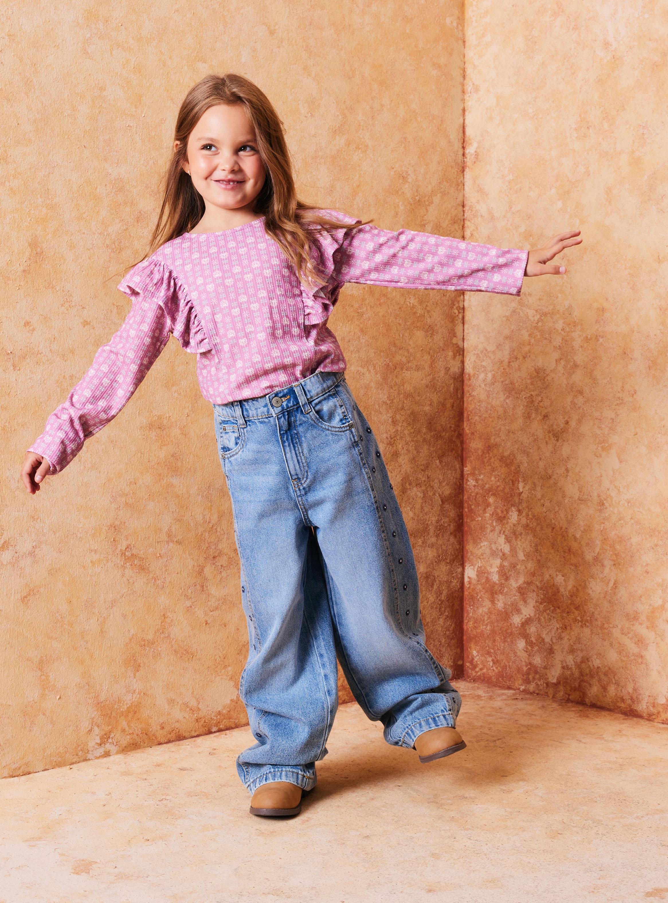Jeans Paneles Bordado con Florcitas-3