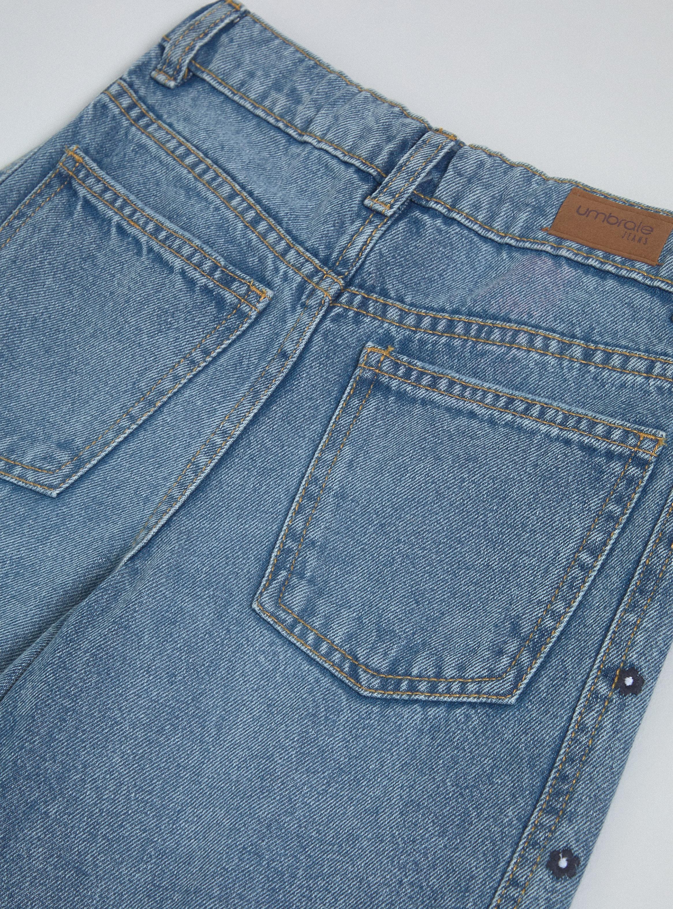 Jeans Paneles Bordado con Florcitas-2