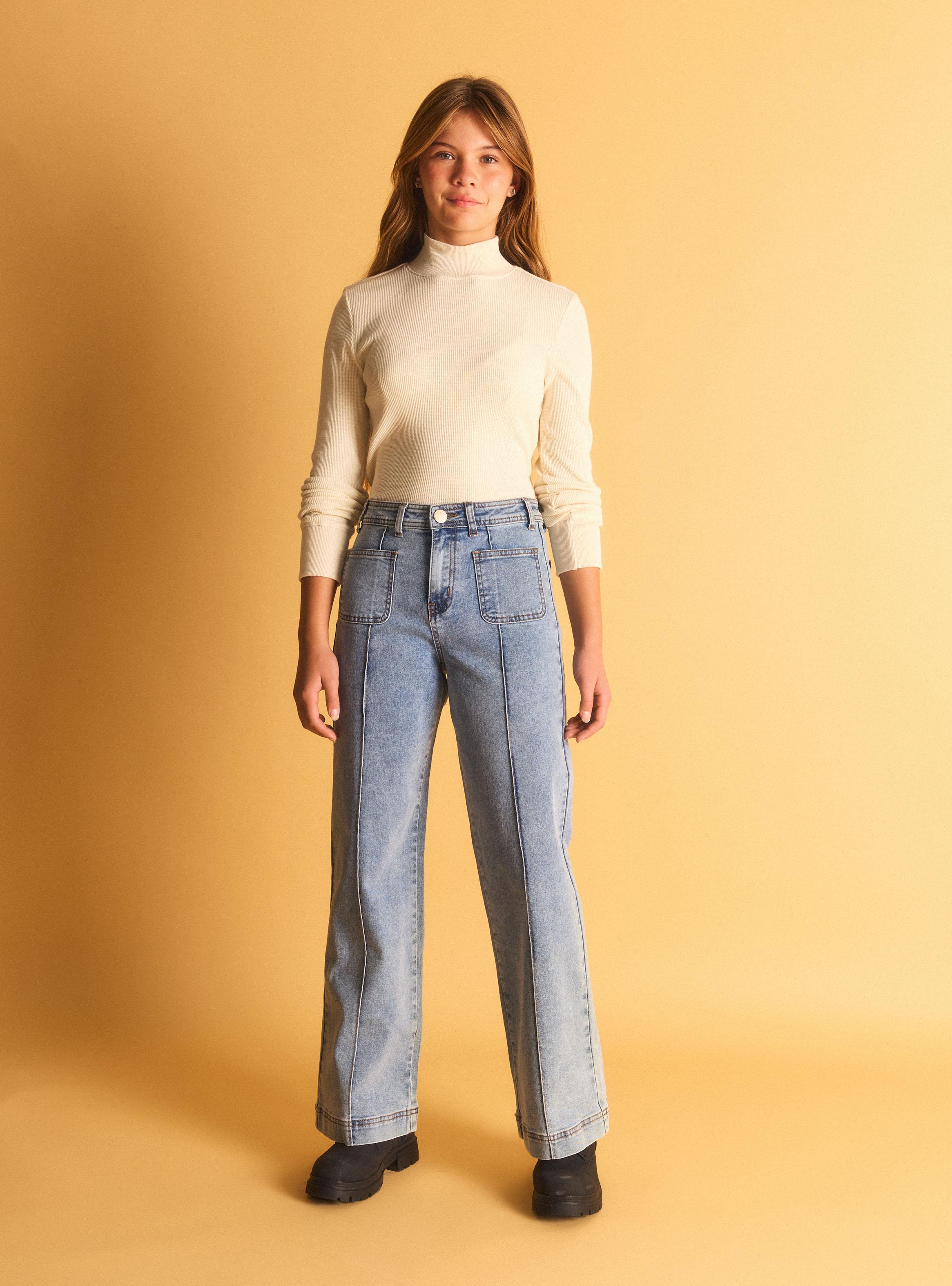 Jeans Anchos con Bolsillo Tipo Parche-3