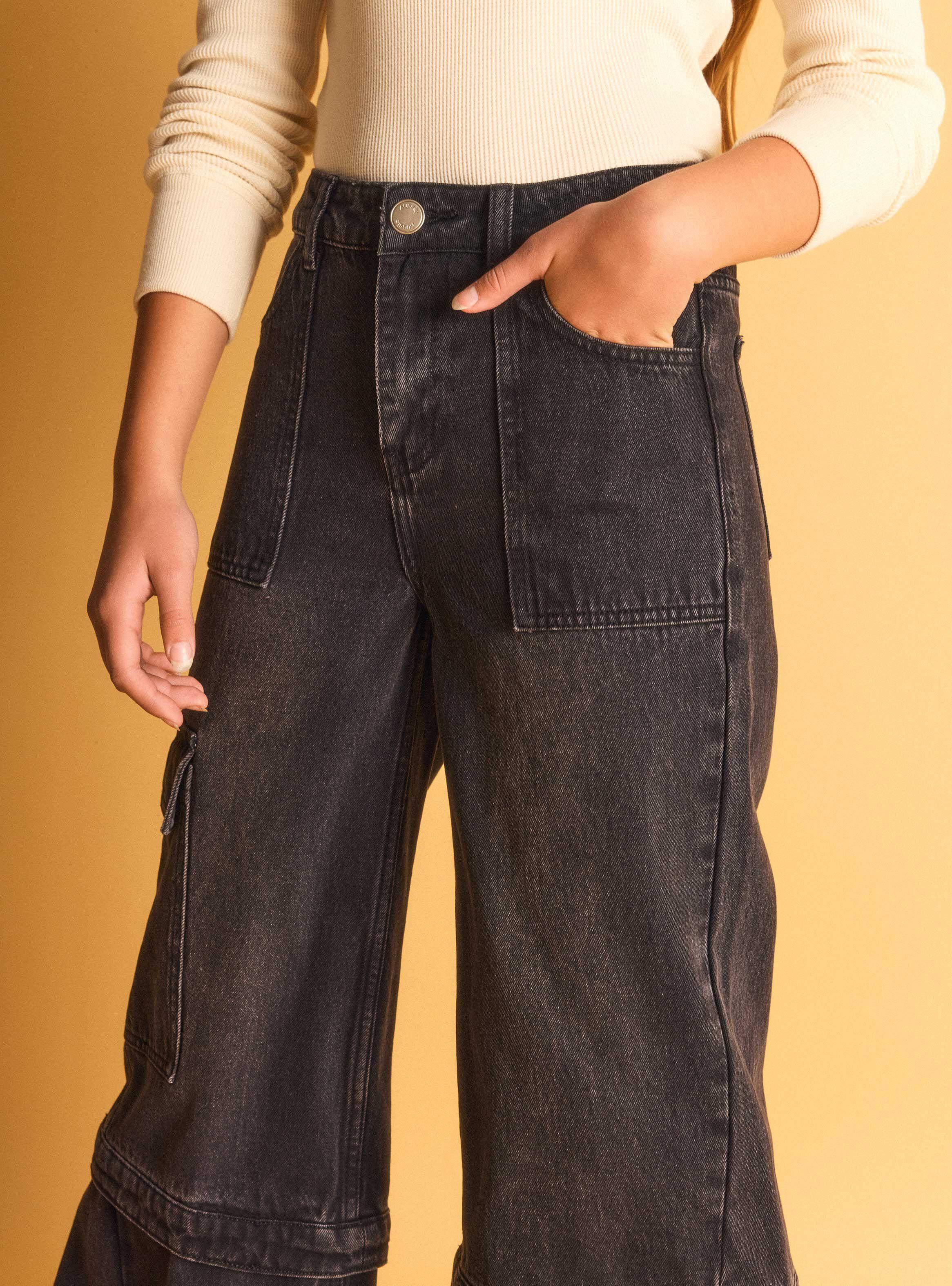 Jeans Denim Cargo con Corte-4