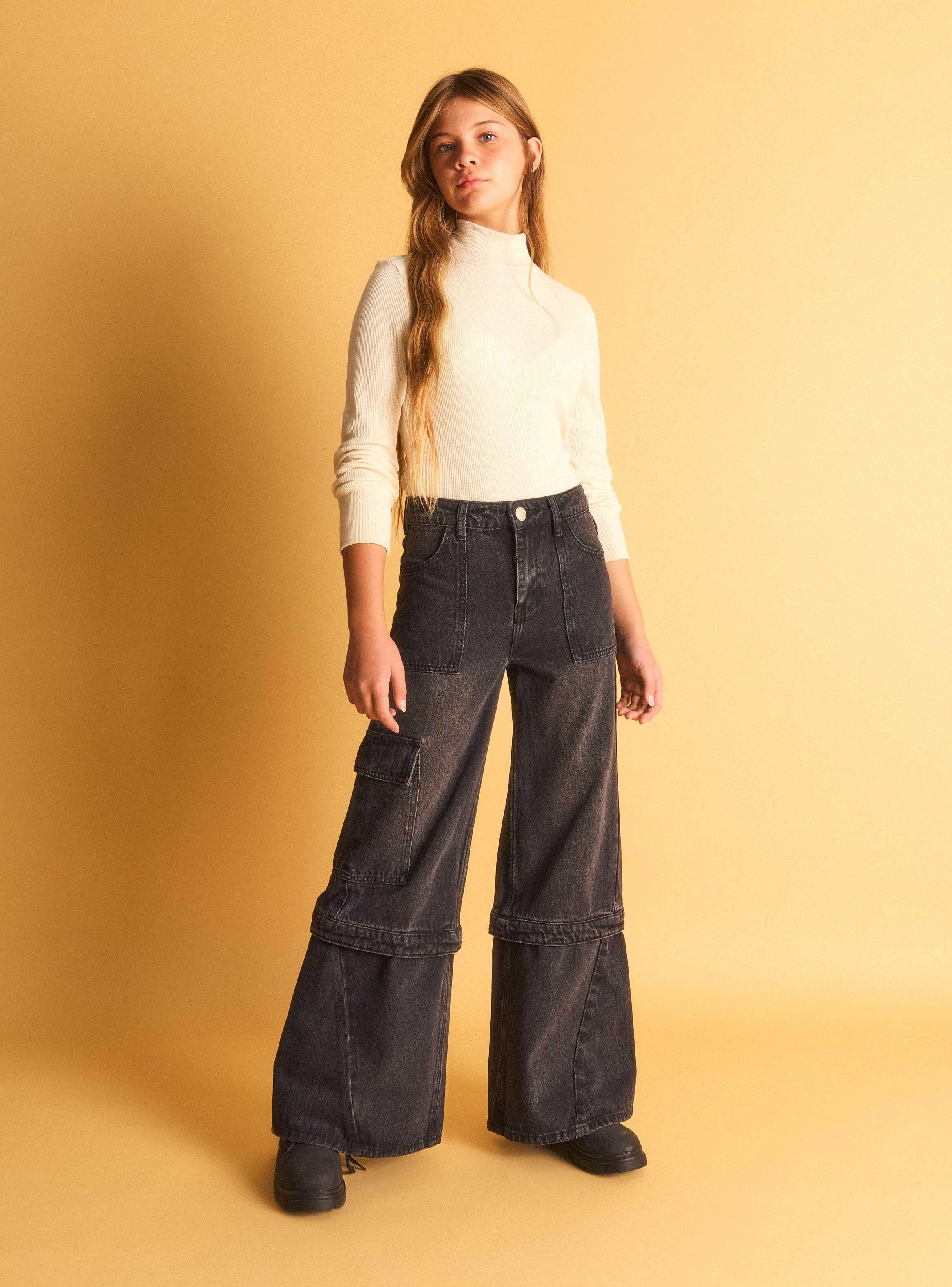 Jeans Denim Cargo con Corte-3