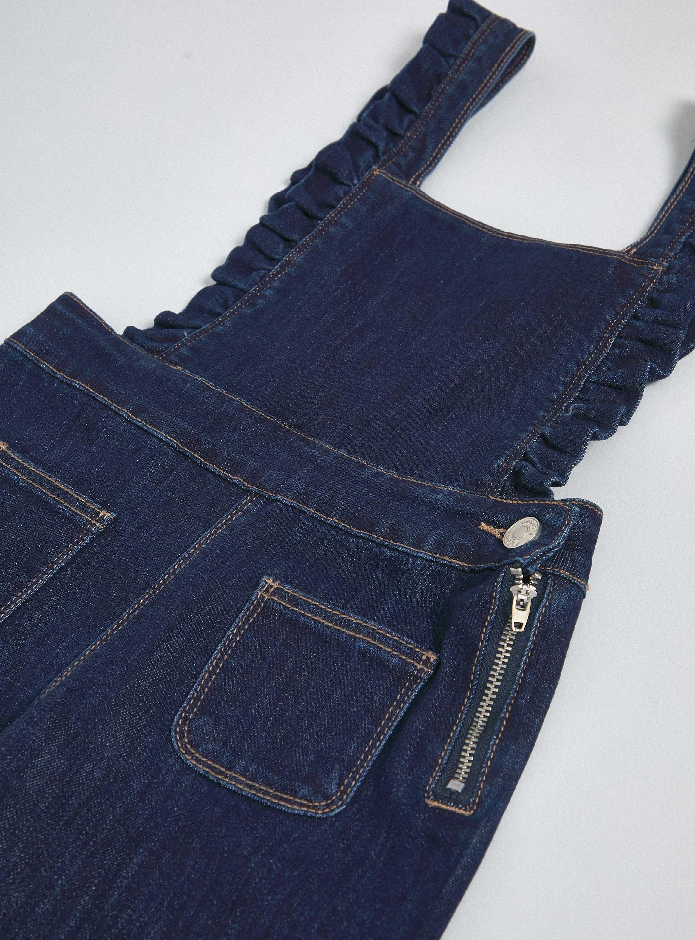 Jardinera Denim Wide Leg con Vuelitos-4