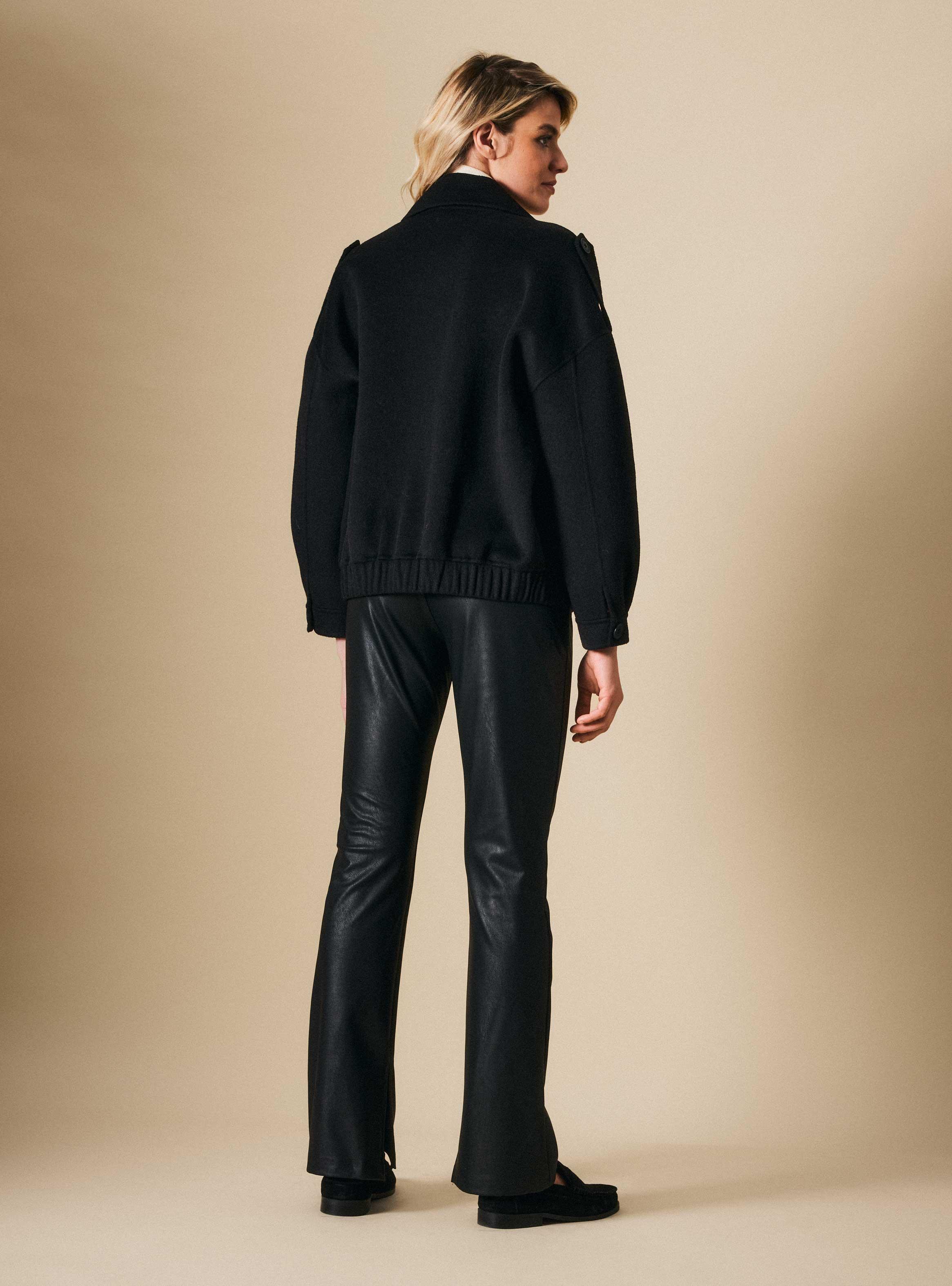 Chaqueta Trench Corto con Lana Detalle de PU-5
