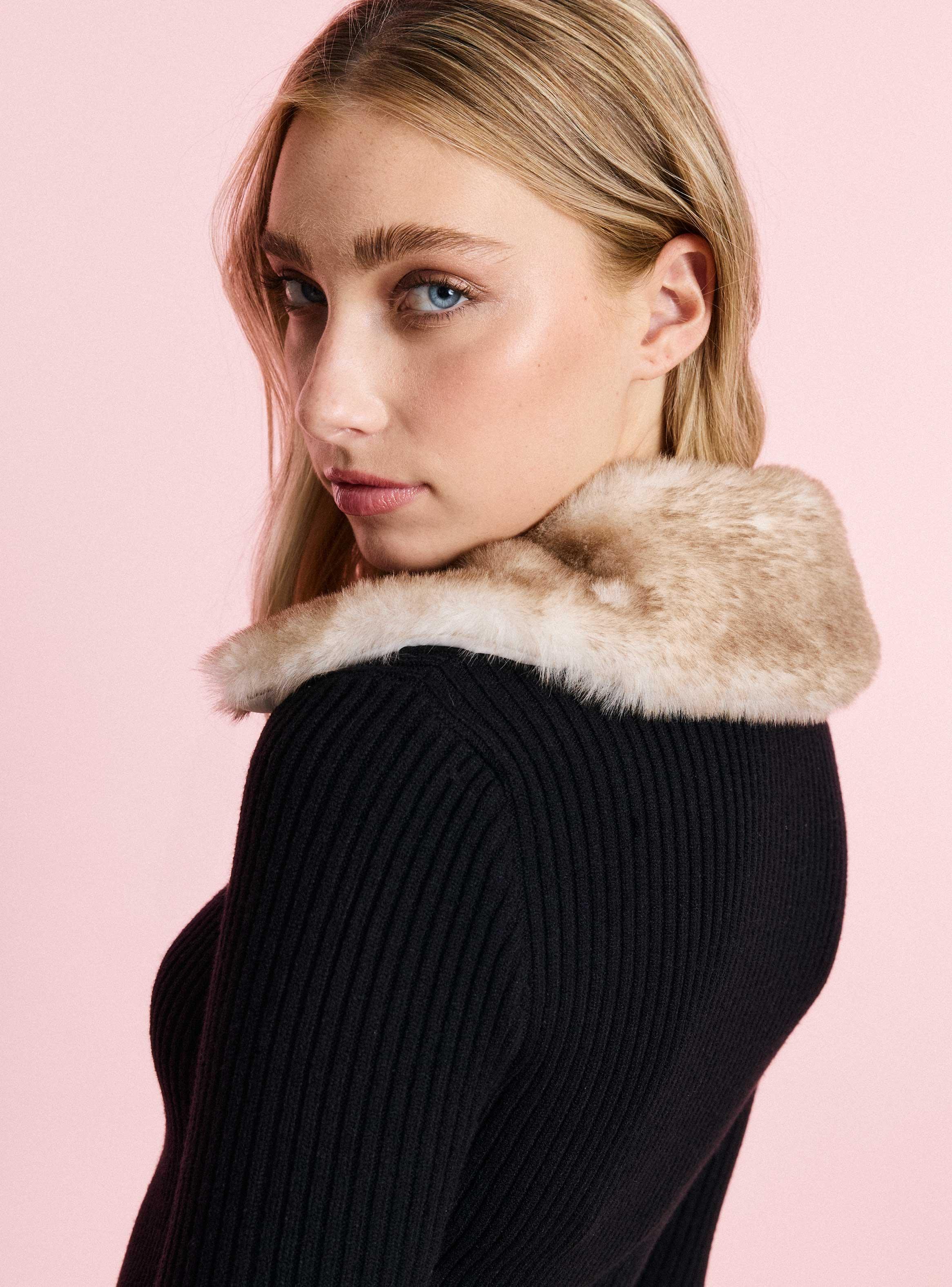 Sweater Cuello y Puños con Peluche-3