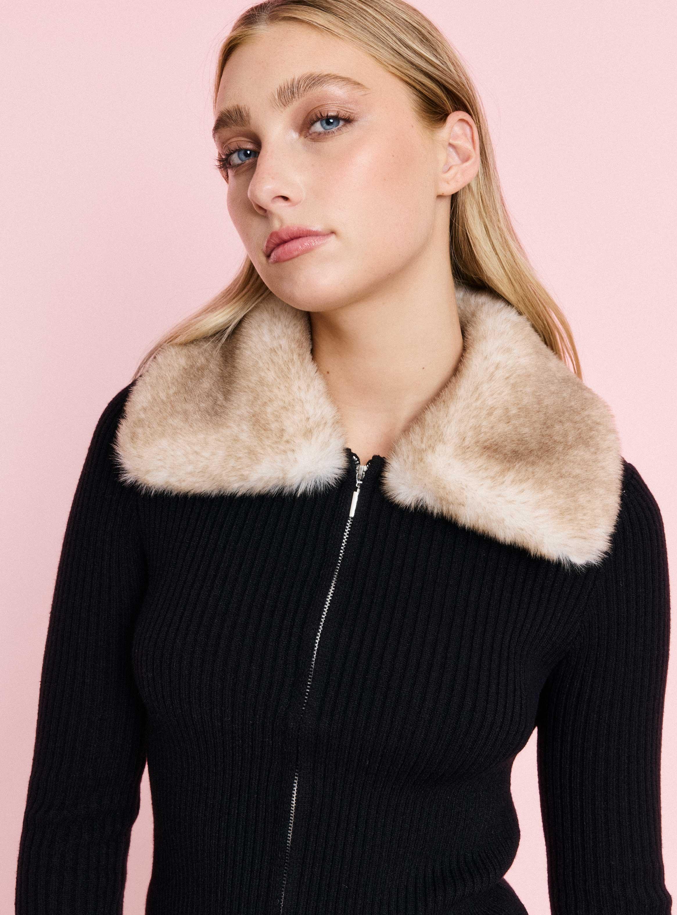 Sweater Cuello y Puños con Peluche-2
