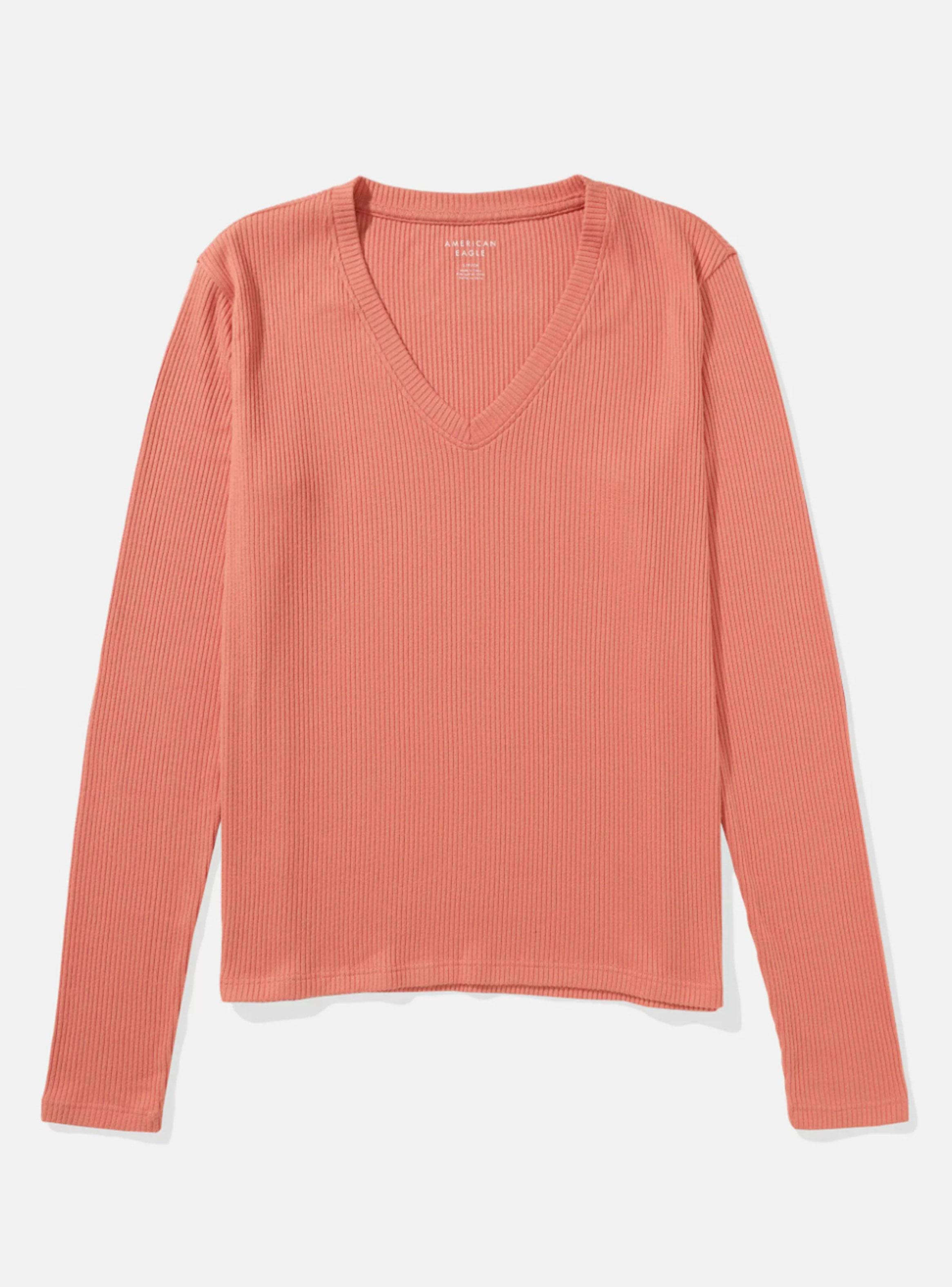 Polera Ae Manga Larga de Felpa con Escote V-2