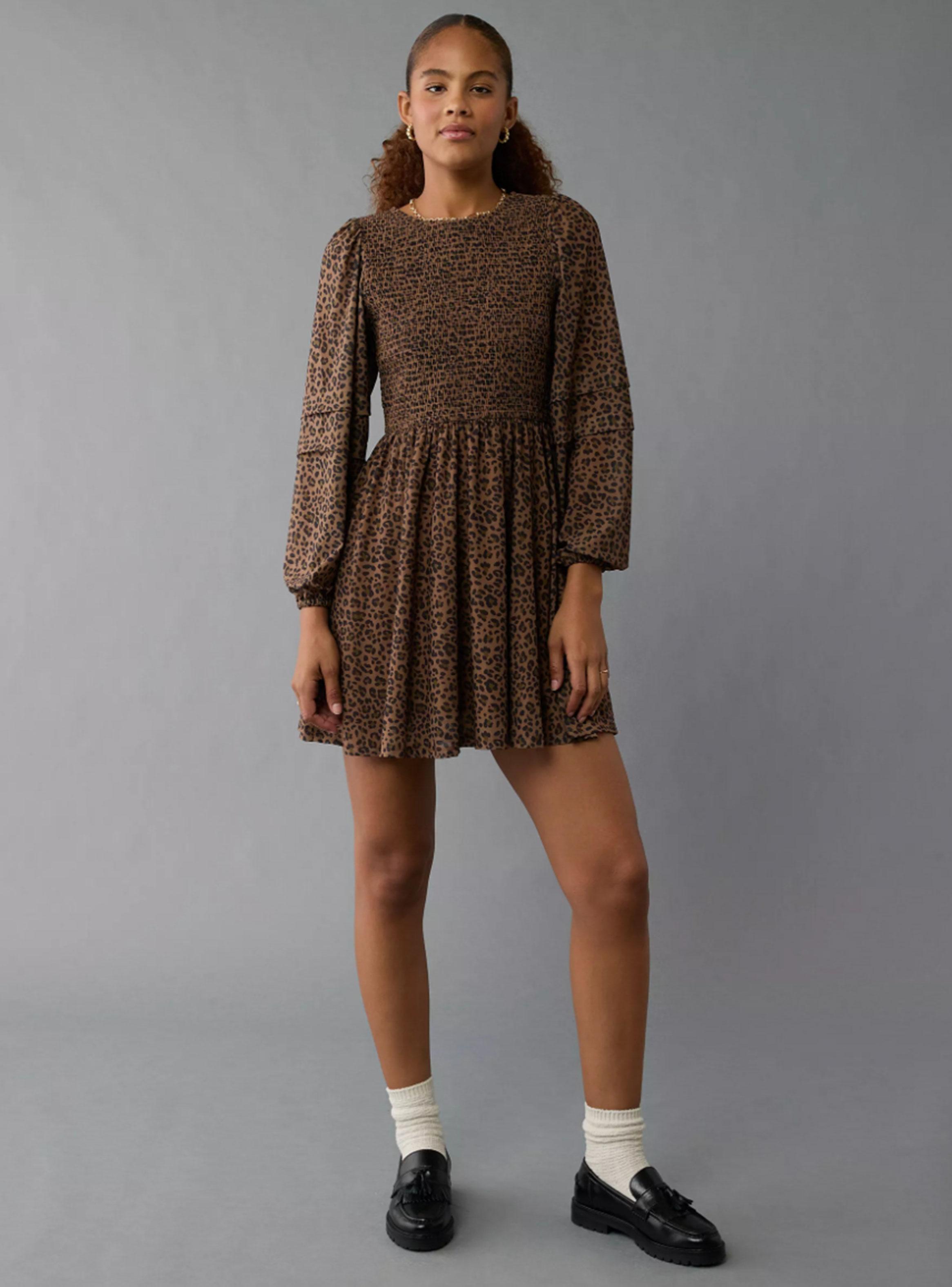 Vestido Ae Corto Manga Larga Print-3