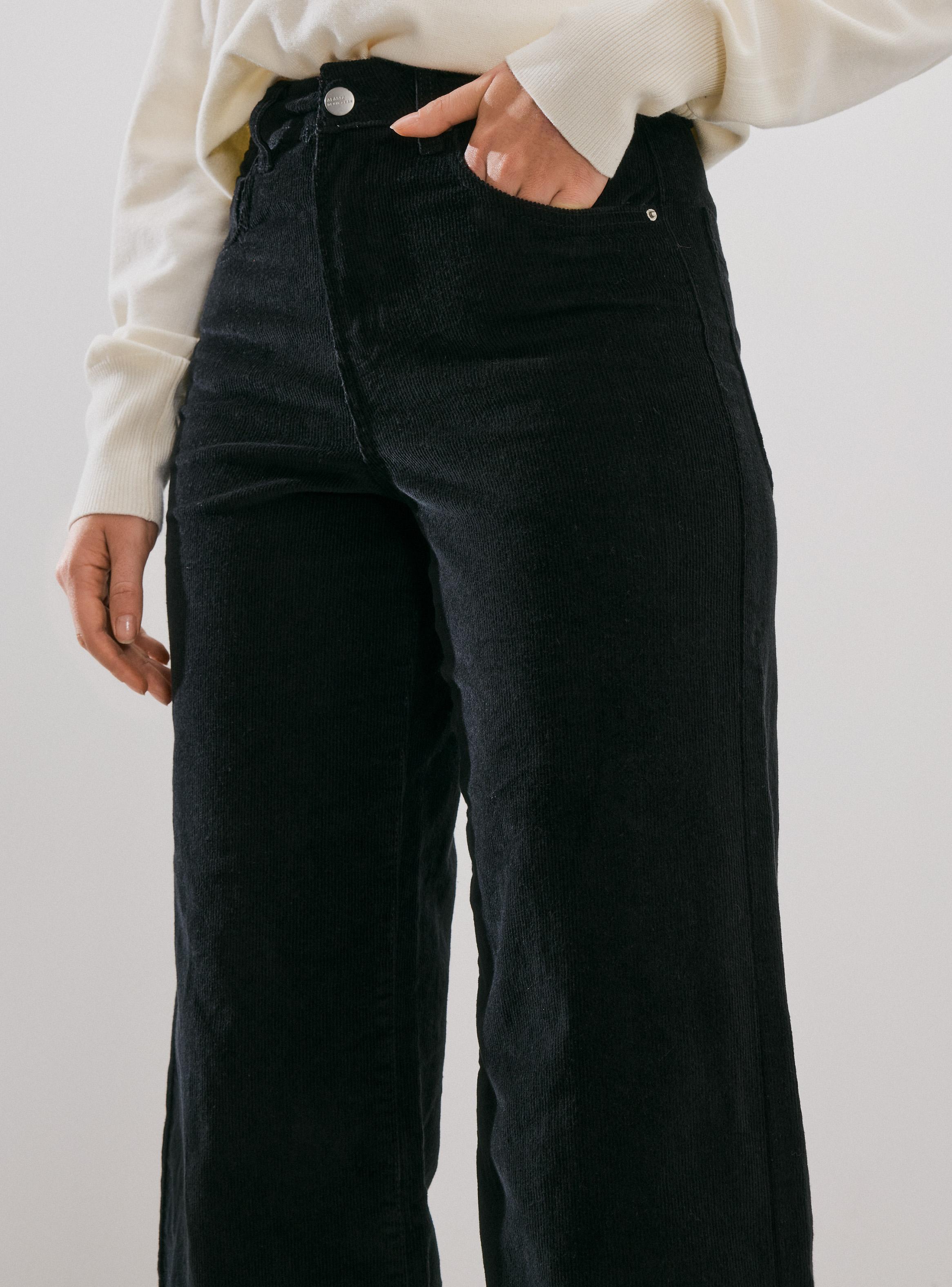Pantalón Cotelé Cropped Pierna Ancha-2