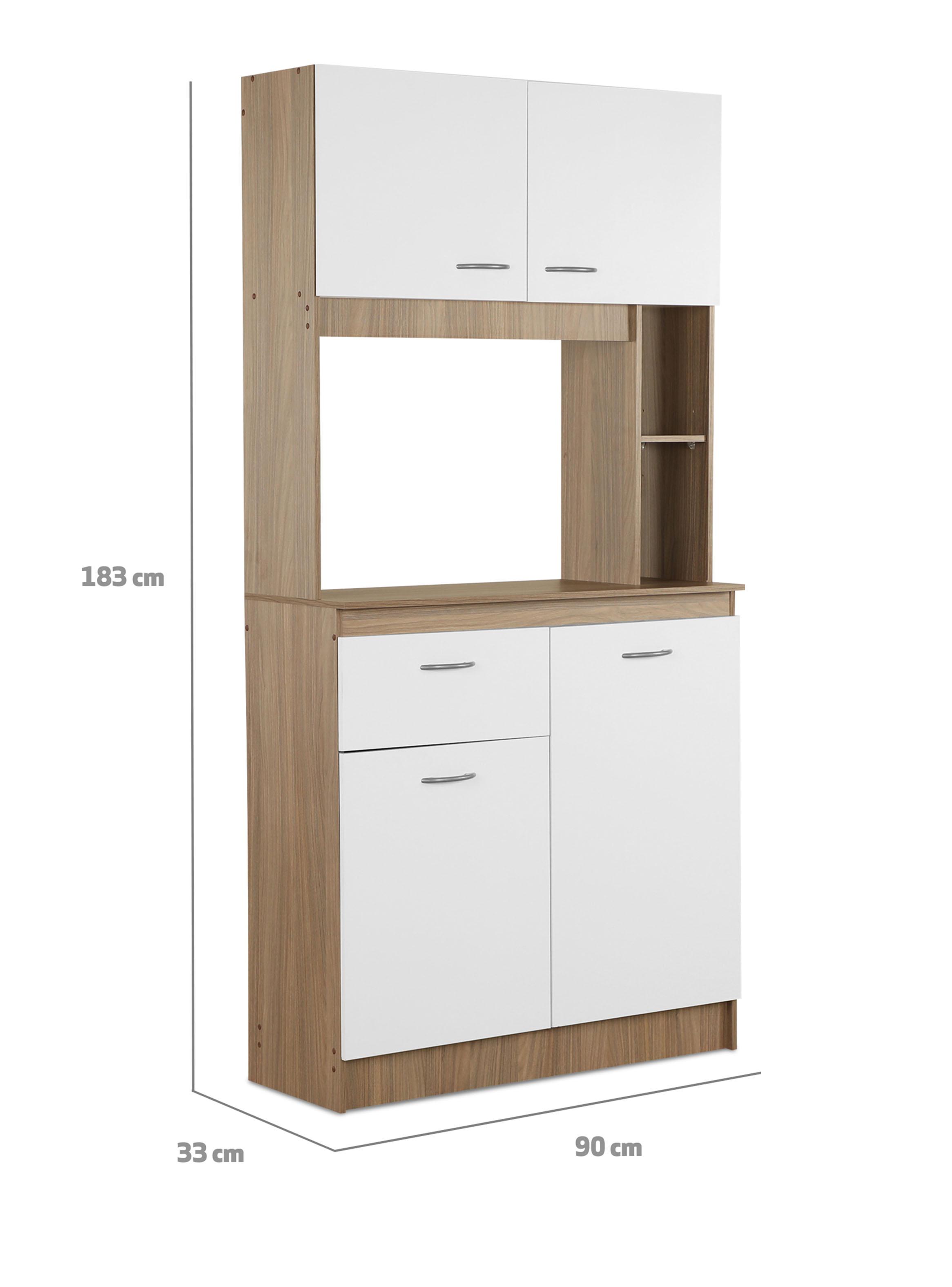 Mueble de Cocina 4 Puertas 1 Cajón Nogal Blanco-3