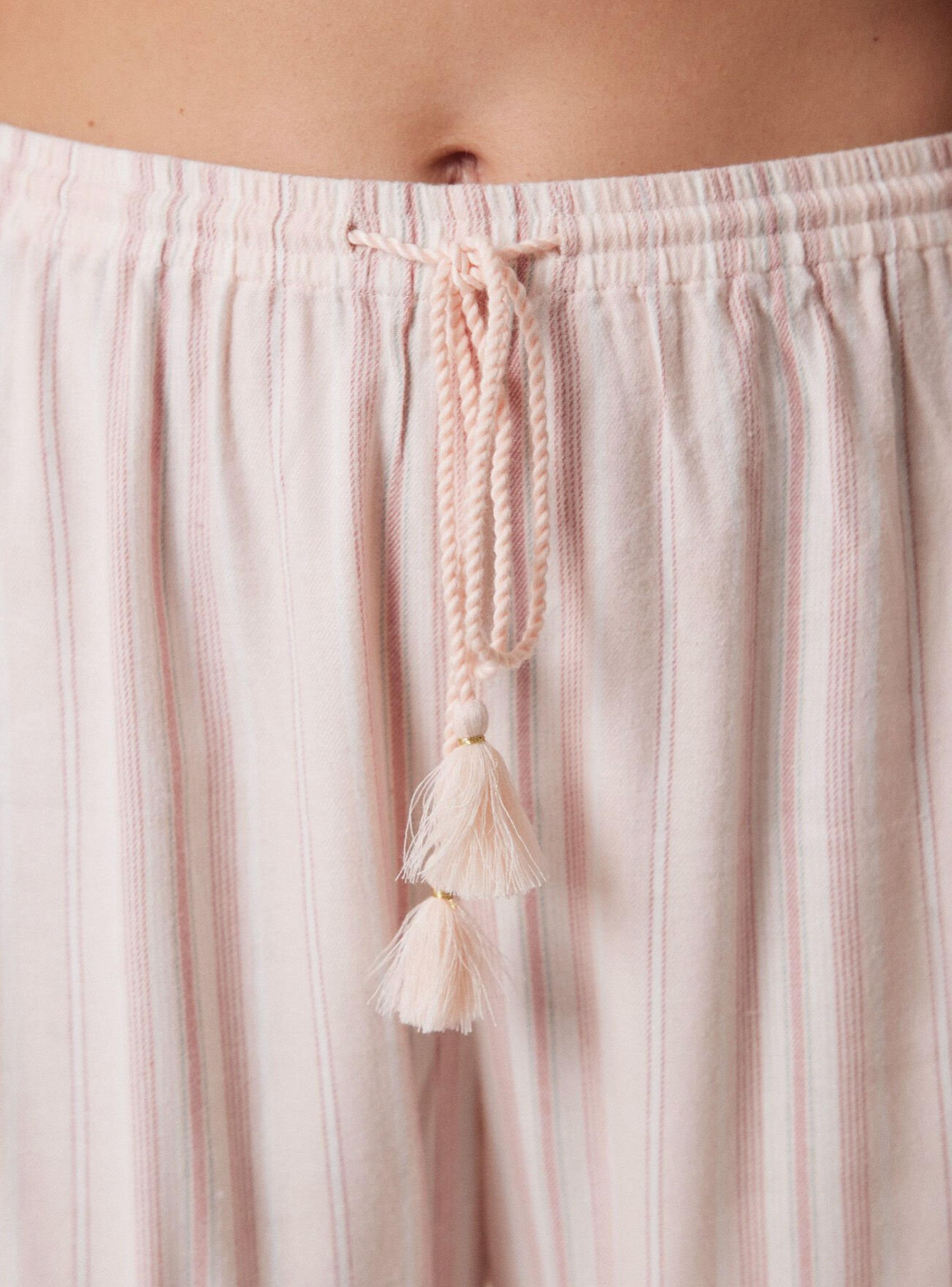 Pantalón Largo Franela Rayas Rosas-2