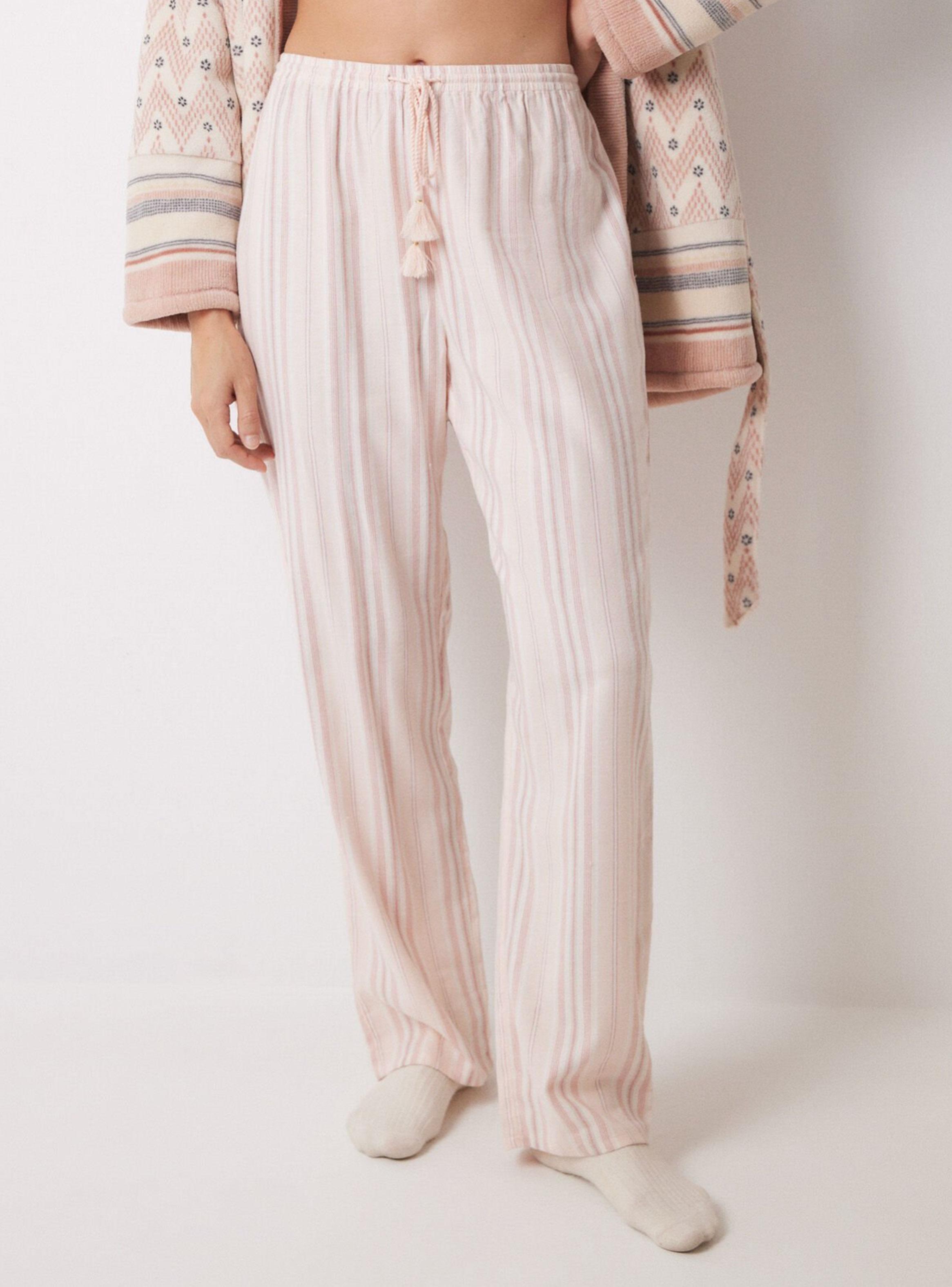 Pantalón Largo Franela Rayas Rosas-0